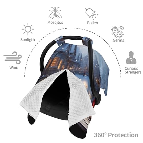 Miniatura 8 de Baby Car Seat Canopy Cover for Mom, Soft Breathable Nursing Breastfeeding Covers Multi Use Stroller Sun Shade Newborn Shower GiftChristmas Atmosphere
