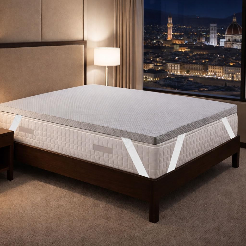 GEEMMA s.r.l. Topper singolo 85X195 Cm Memory Foam Ignifugo Sfoderabile, Certificato classe 1IM Correttore Materasso per hotel o Strutture Ricettive, Made in Italy - MOD. FIRESAFE