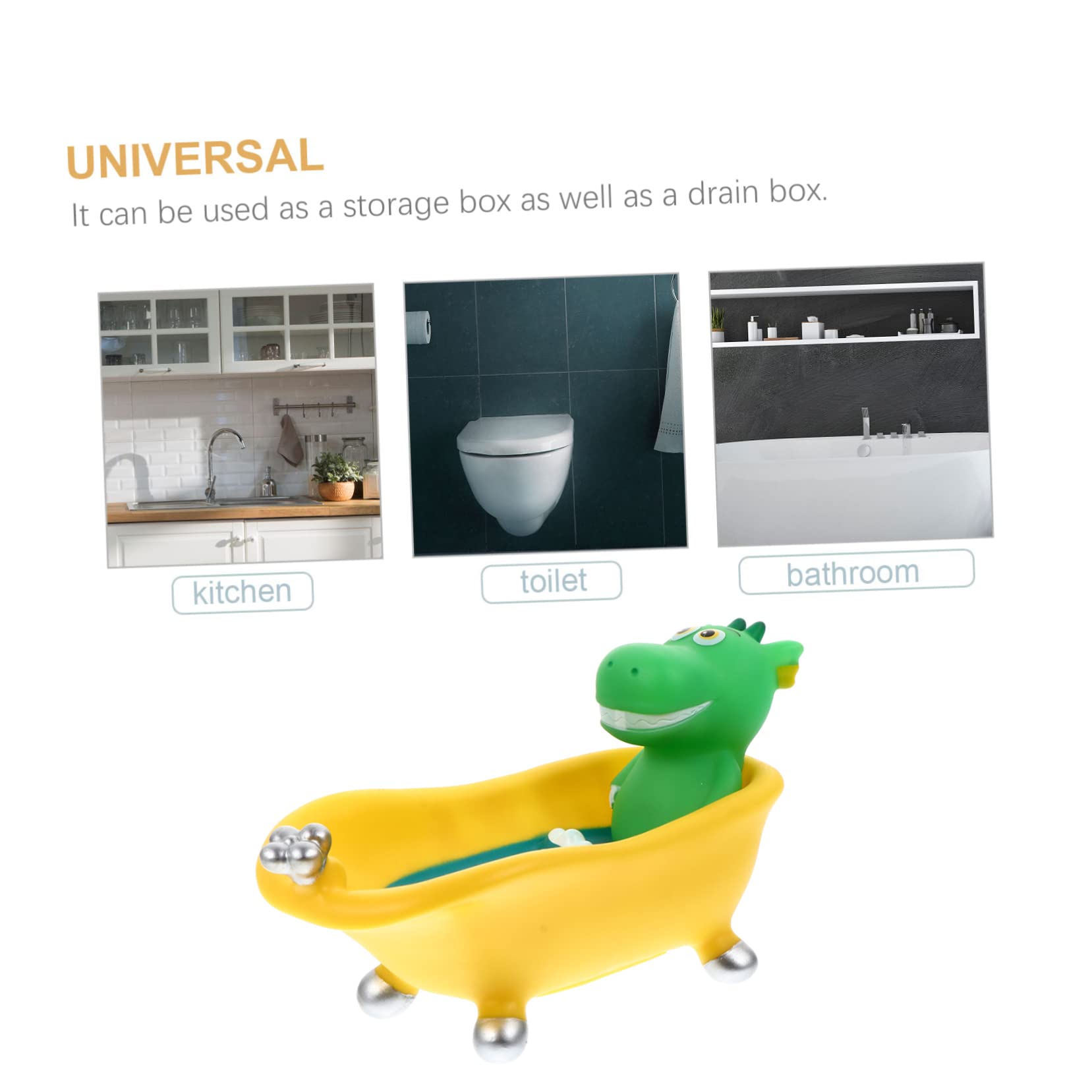 Garneck Multipurpose Storage Box Dinosaur Soap Drain Holder Sponge Dish for Shower