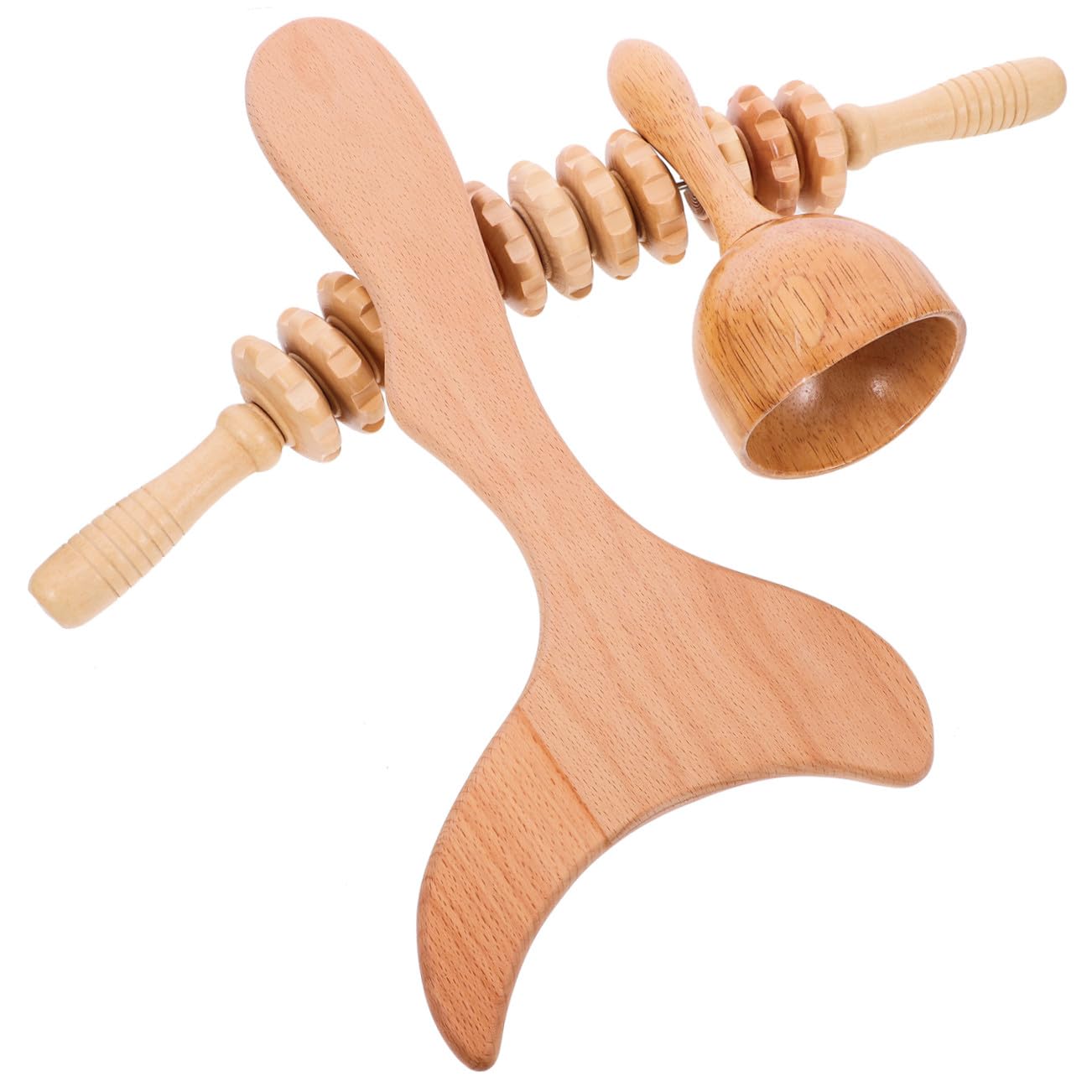Set di attrezzi da massaggio in legno per rilassamento muscolare del corpo e del collo, comodo design portatile, adatto per uso domestico e persone con gambe scomode