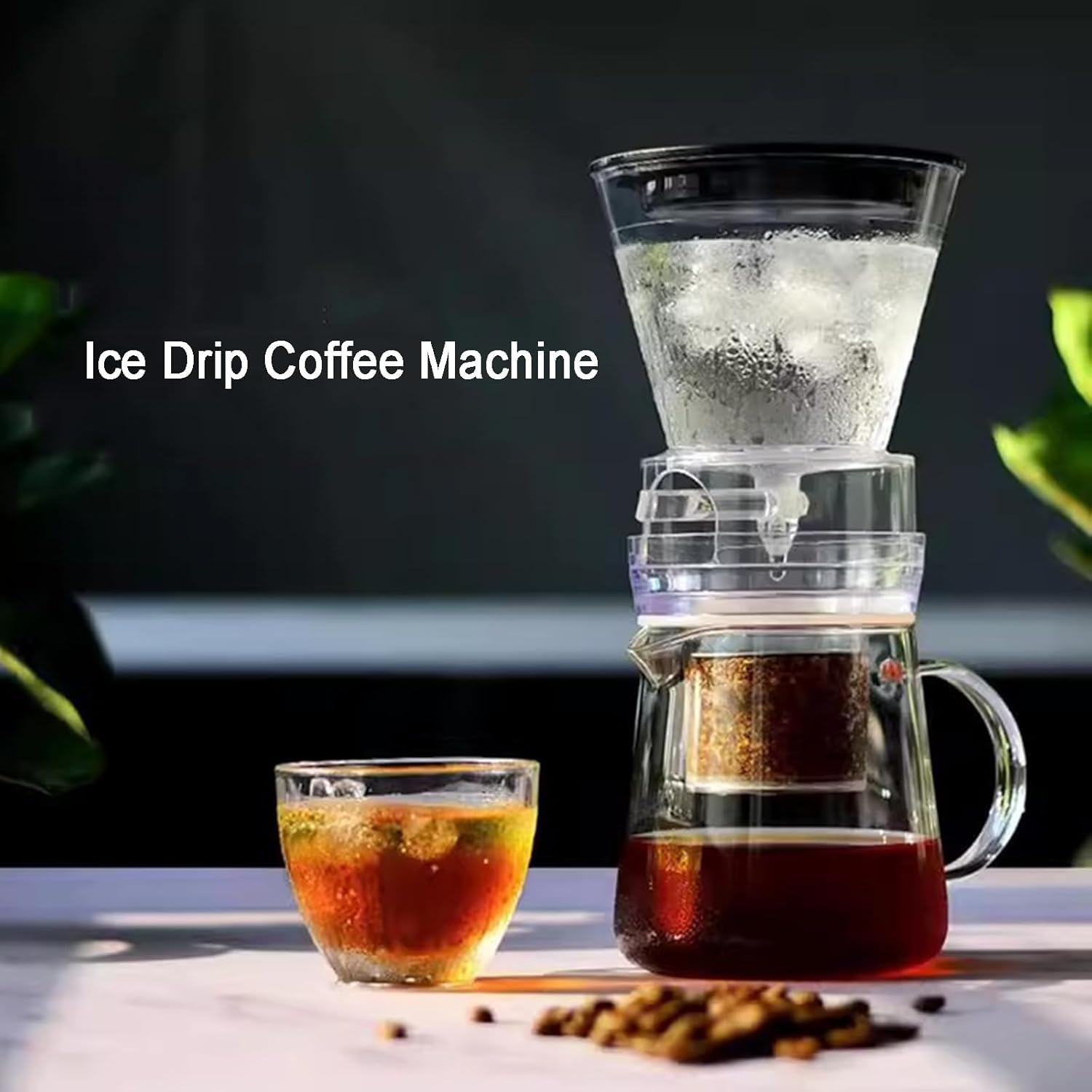 Cafetera de goteo frío, diseño desmontado de 600 ml, flujo de agua ajustable, prepara 1-3 tazas, ideal para el hogar y bares