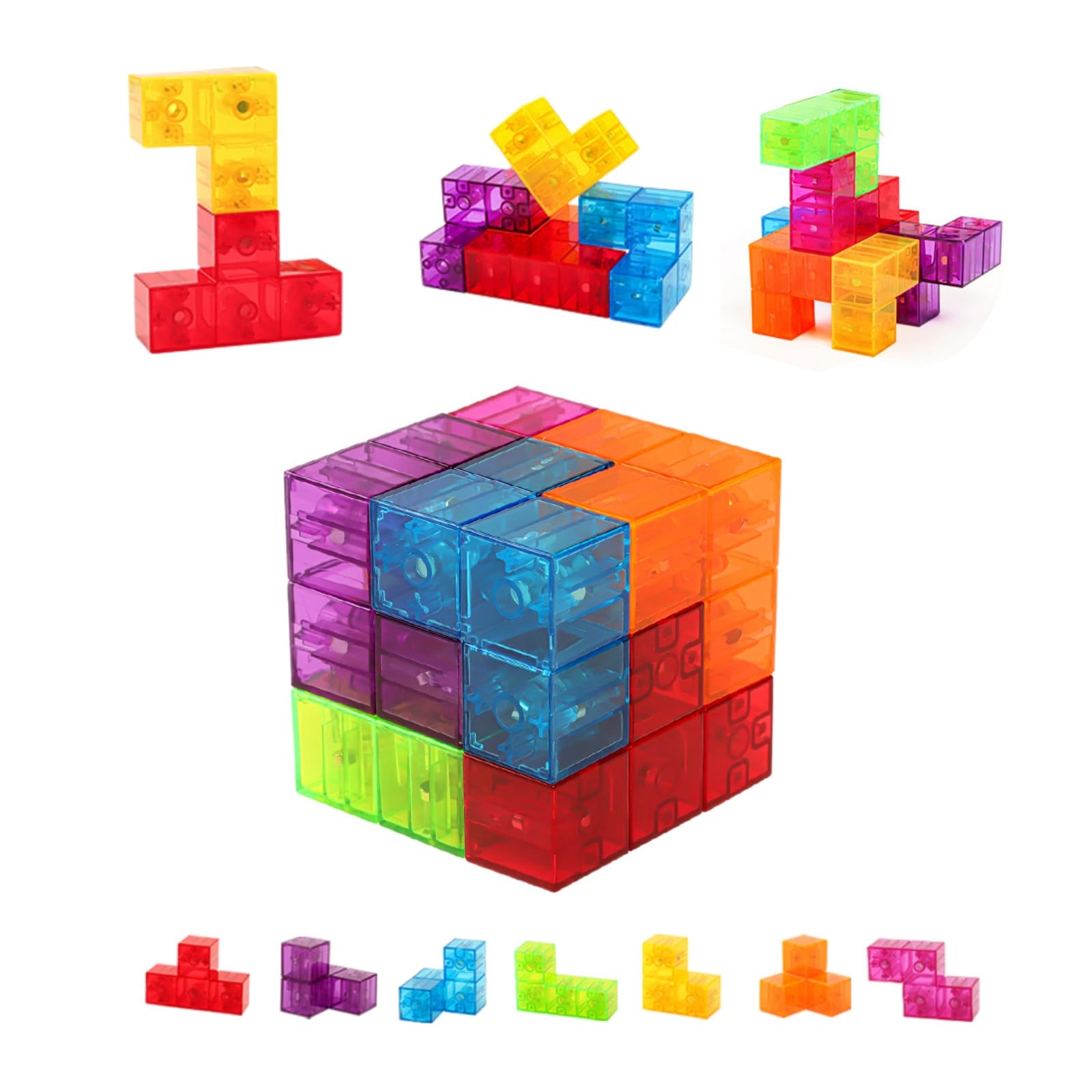 Pastor’s Walking Magnetic Block Cube, 3D Puzzle, 3 Year Old, 4 Years Old, 5 Years Old, Adults, Educational Toy, Magnetic Toy, Boys, Girls, Gift, Building Blocks, Magic Cube (Clear Color) : Toys & Game