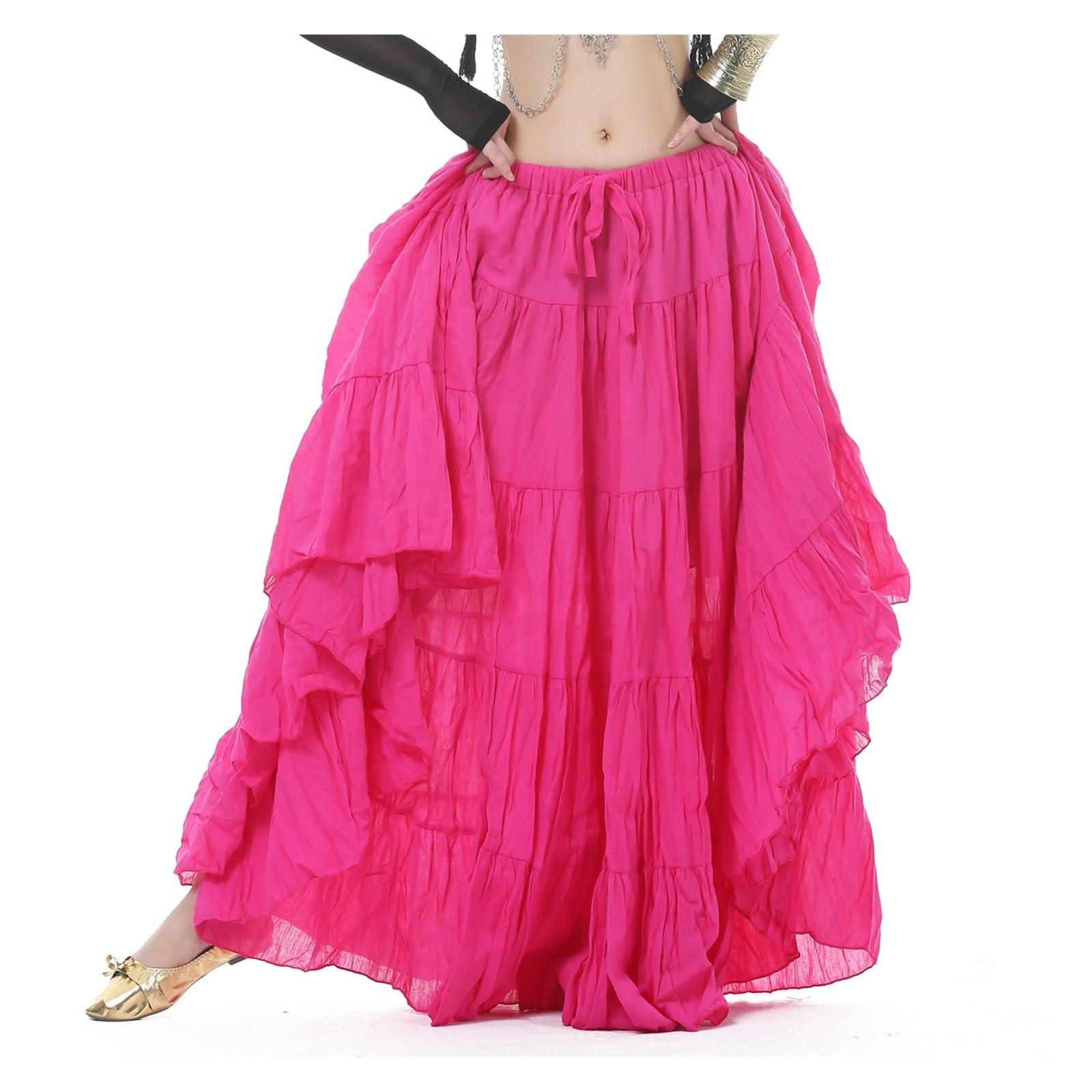 Xpjyua Red1 Belly Dance Swing Linen Skirt For Dancers Belly Dance Dress(Red1)