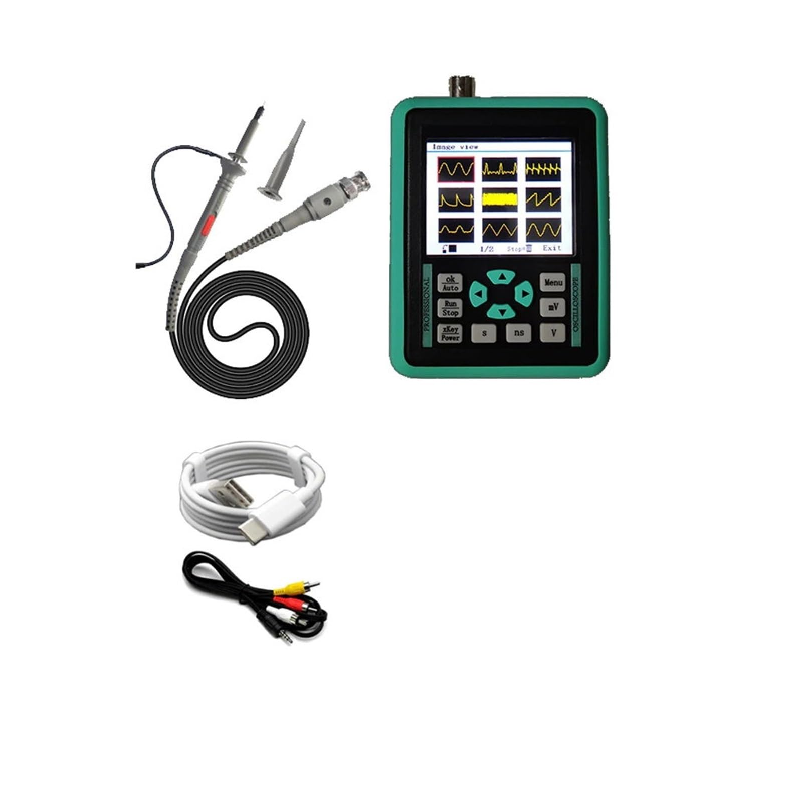 Osciloscopio portátil de doble canal con ancho banda 120M doble/canal único 10mV mínimo Vertical FFT análisis espectro Hardware sinusoidal Facilidad De MedicióN(DSO1511G Single-01)