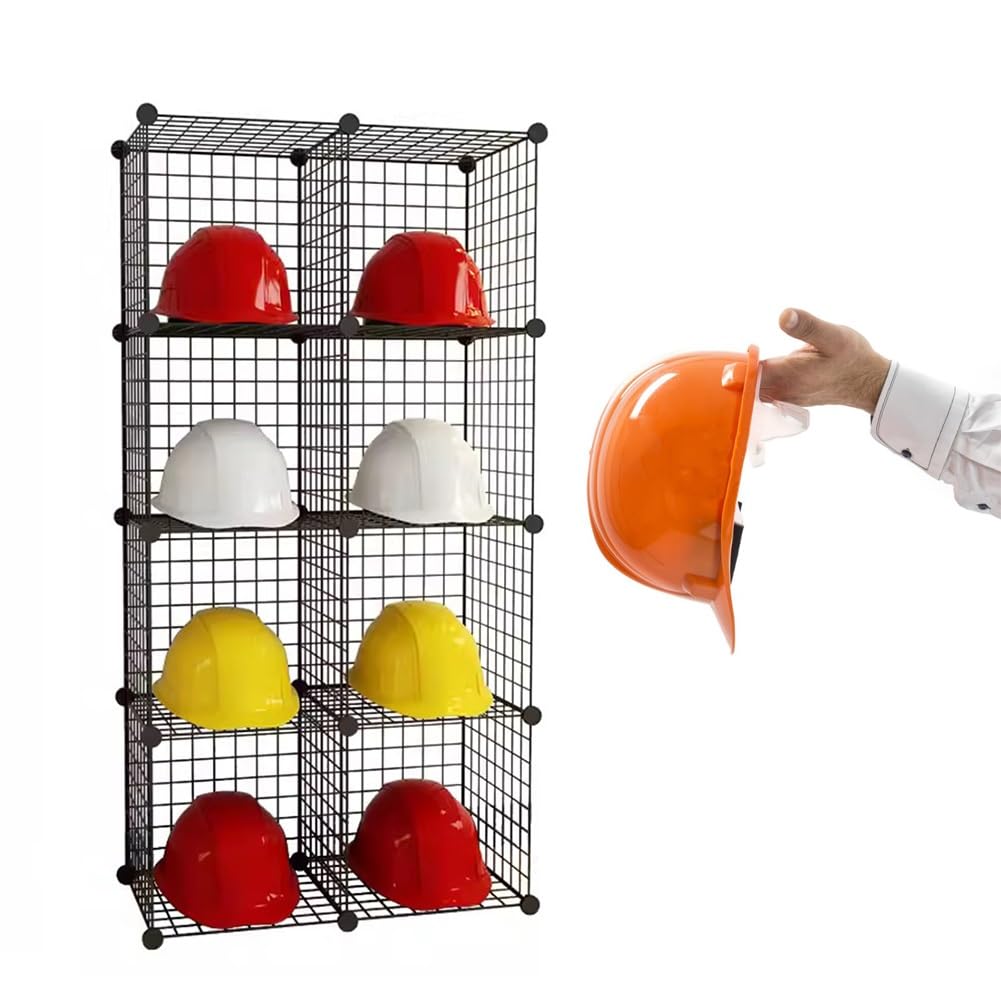 Soporte para Sombreros, Organizador de Cascos, estantes para Colgar Sombreros, Soporte de Metal de pie para Cascos de Bicicleta, estantes modulares apilables, Rejillas metálicas, e