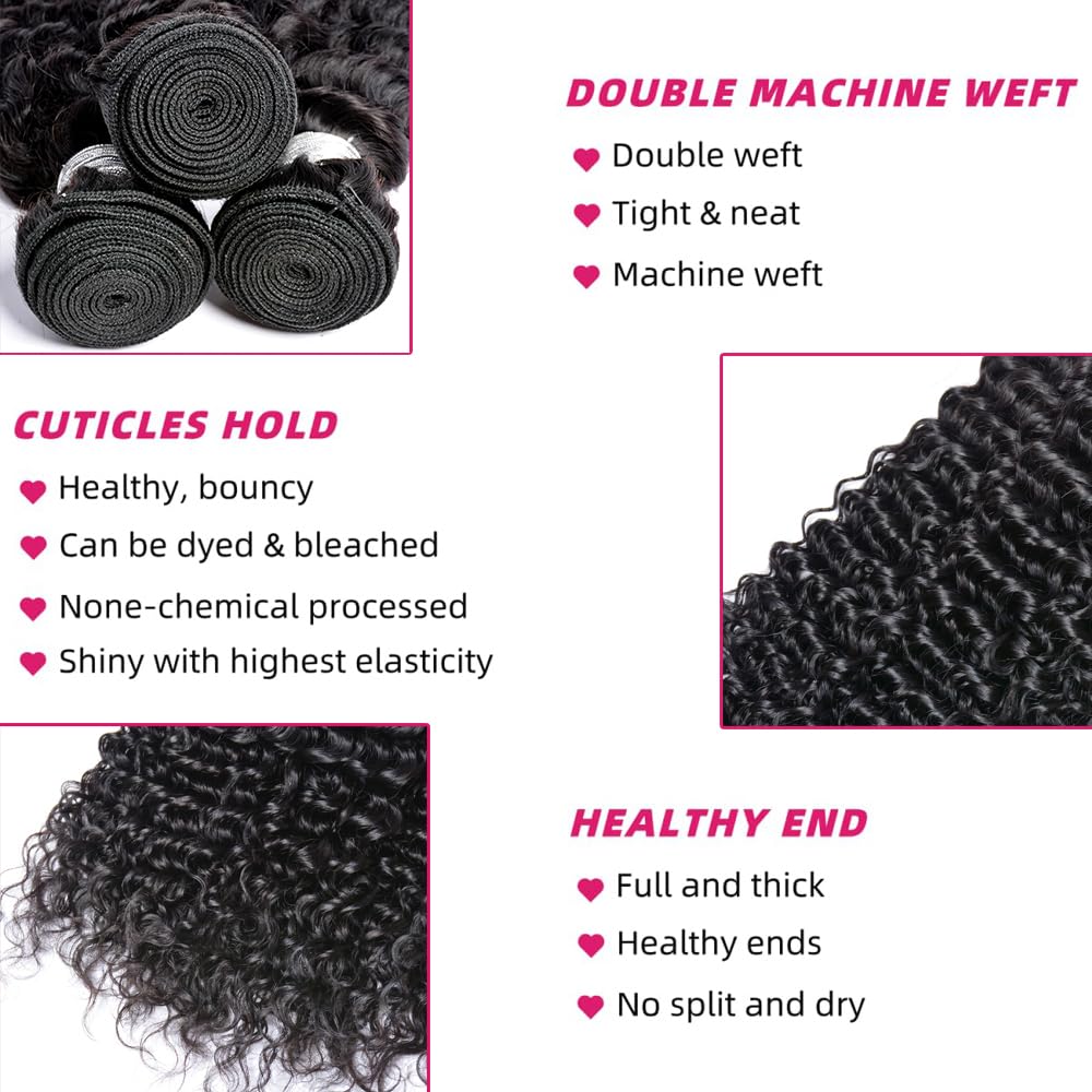 PERISMODA 20 22 24 Inch Deep Wave Bundles Human Hair Curly Wave Human Hair 3 Bundles 100% Unprocessed Brazilian Remy Hair Deep Curly Wave Bundles Natural Black Color - Image 3