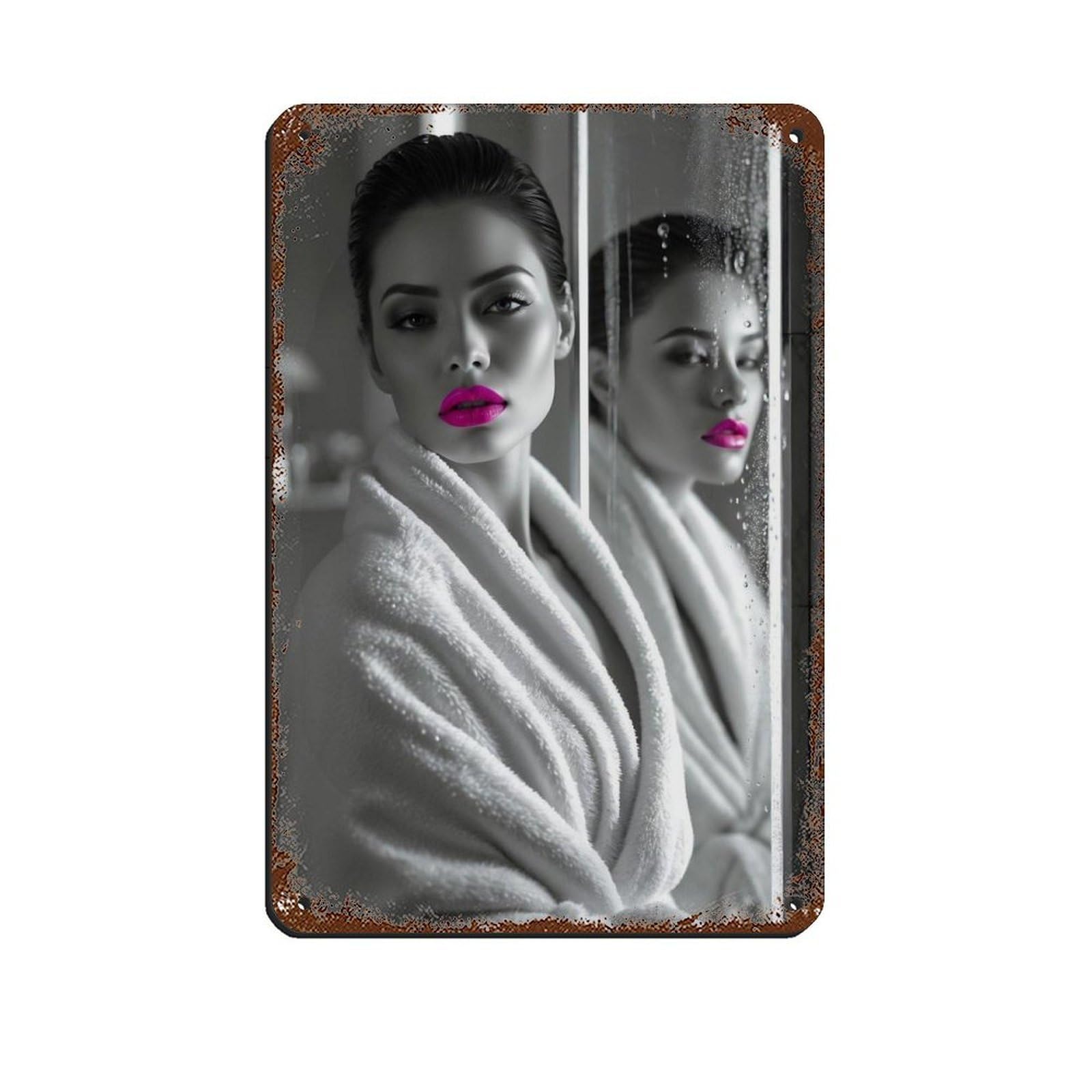 Stunning Monochrome Portrait Art Retro Poster Metal Tin Sign Chic Art Retro Iron Painting Bar People Cave Cafe Family Garage Poster Wall Decoration 8x12inch(20x30cm)