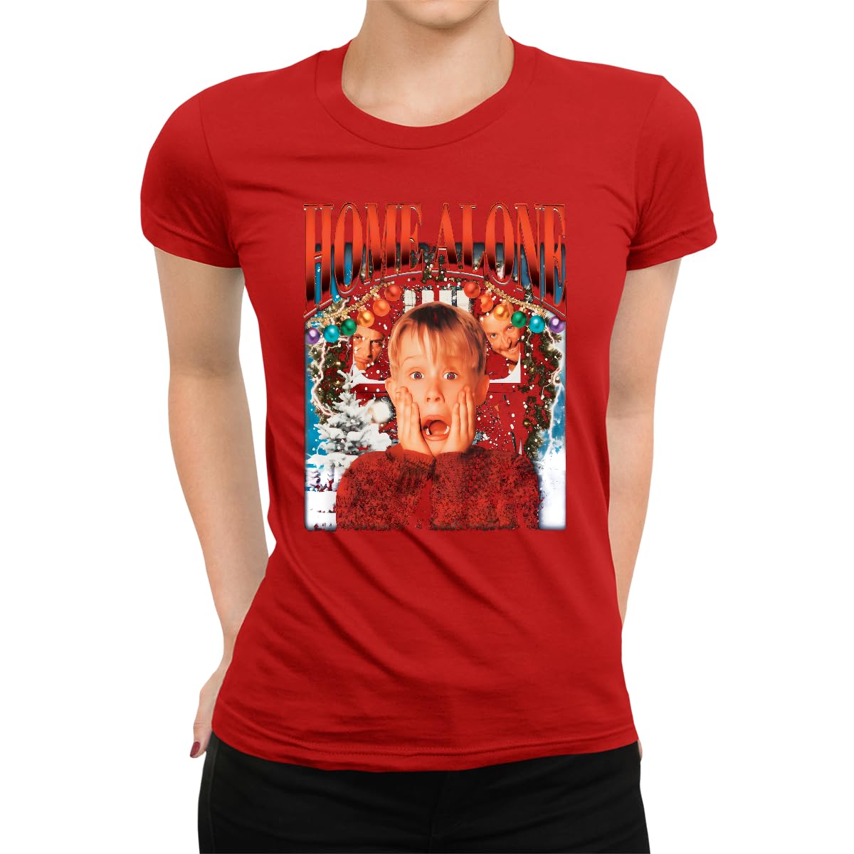 Unibly Women's Red Kevin Home Alone Home Alone Christmas T-Shirt, M