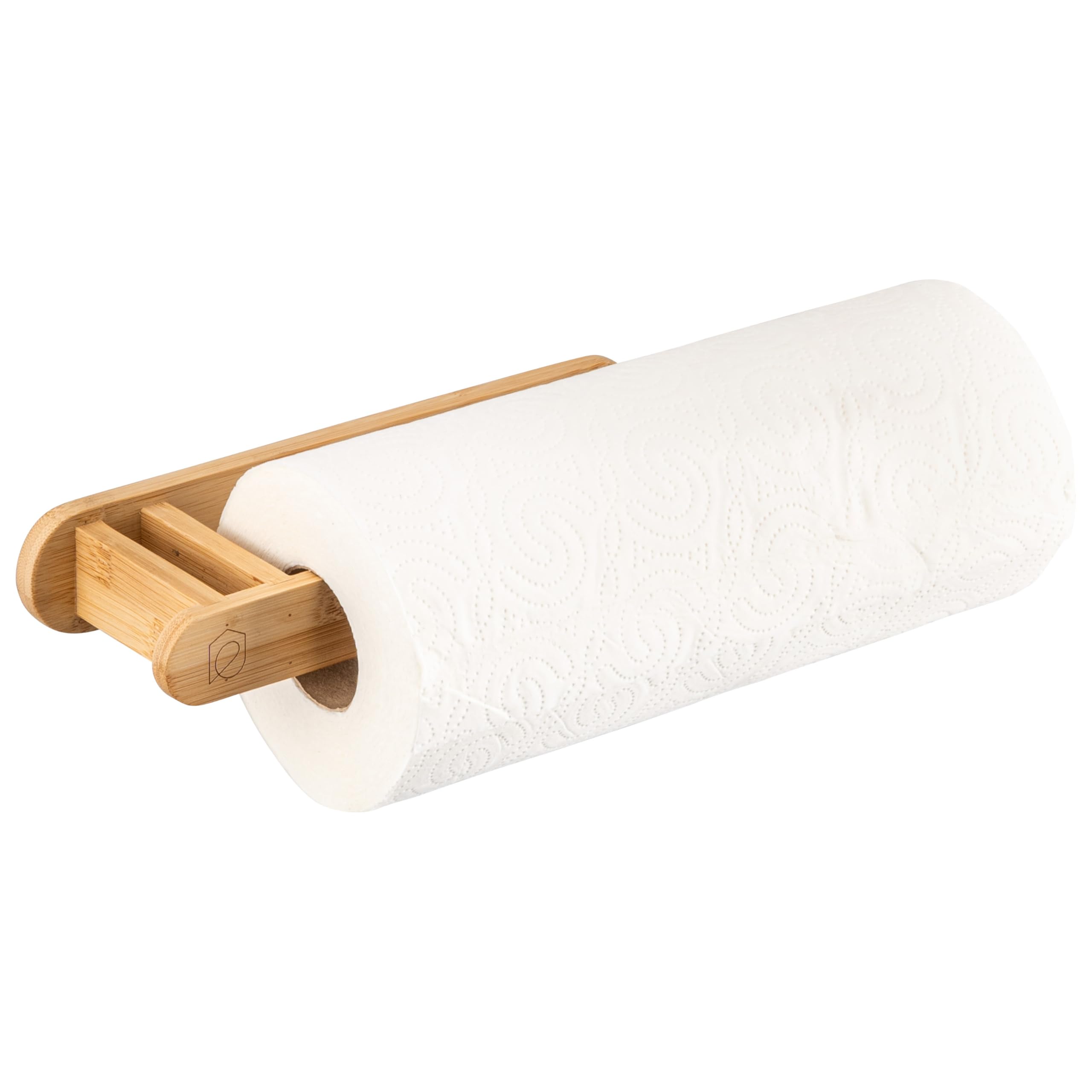Eluno Bamboo Wall Mounted Kitchen Roll Holder Natural Design Wall Roll Holder For Countertop Kitchen Paper Towel Stick Or Drilling