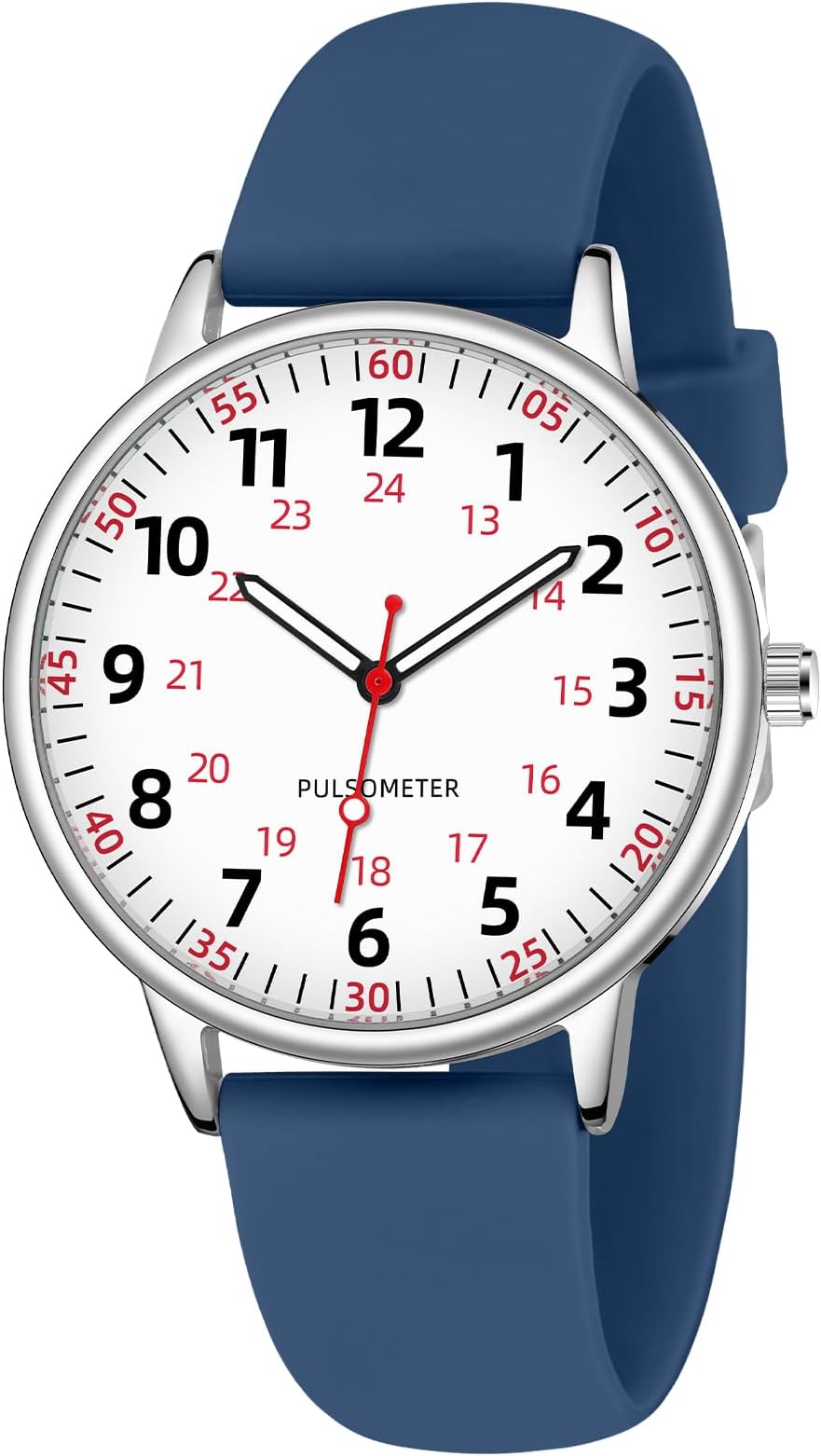 Nurse Watch for Women Waterproof Analog Silicone Watch with Second Hand Nursing Watch