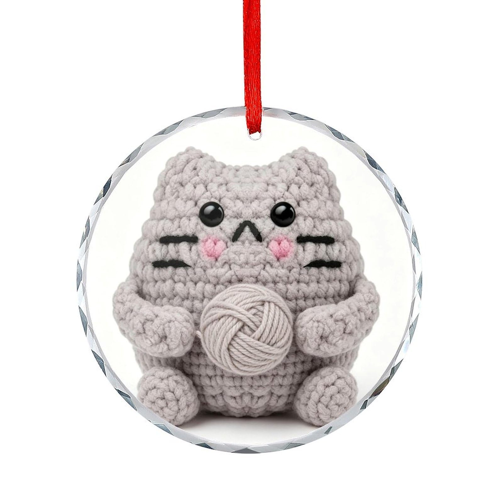 Btcowzrv Style Gray Cat Round Ornament Hanging Pendant Decor
