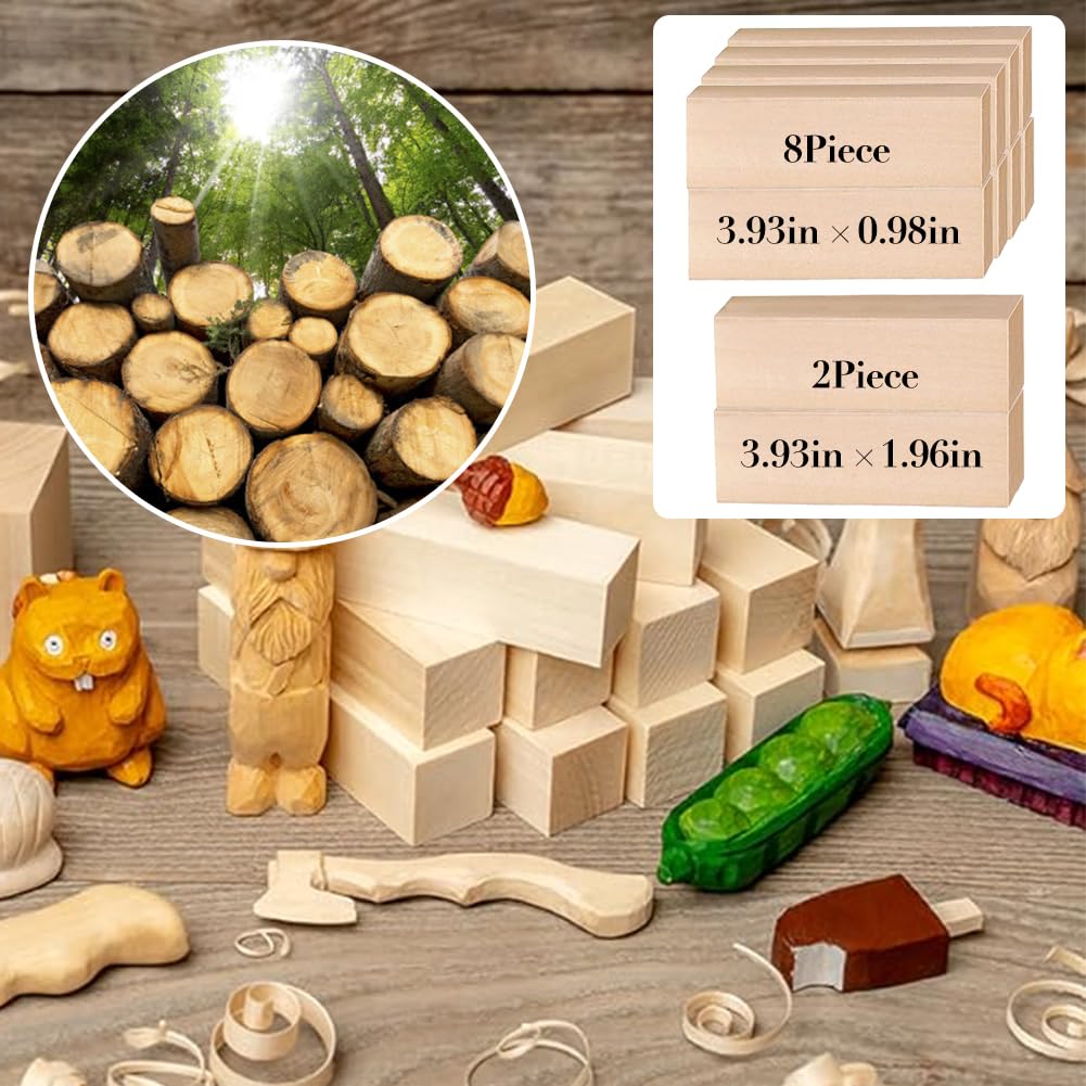 JTIEO 10-Pack Basswood Carving Blocks Kit - For Beginners & Pros, Easy To Carve - View #14
