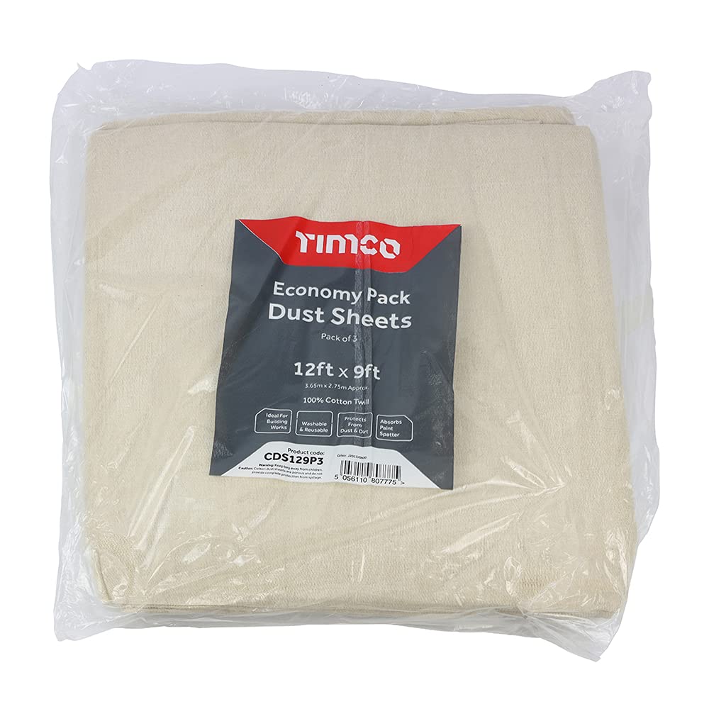 Timco Cotton Twill Dust Sheet - 12Ft X 9Ft (3 Bag)