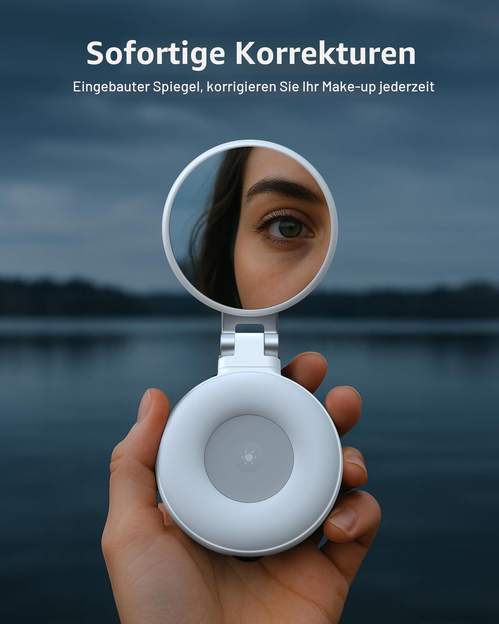TELESIN C03 Magnetische Selfie-Licht, 3-in-1 Magnetische Selfie Licht Kompatibel mit Magsafe, CRI97 360° LED Handy-Licht mit Spiegel für iPhone/Android, für Selfie/Fotografie/TikTok/Zoom Anrufe/Video