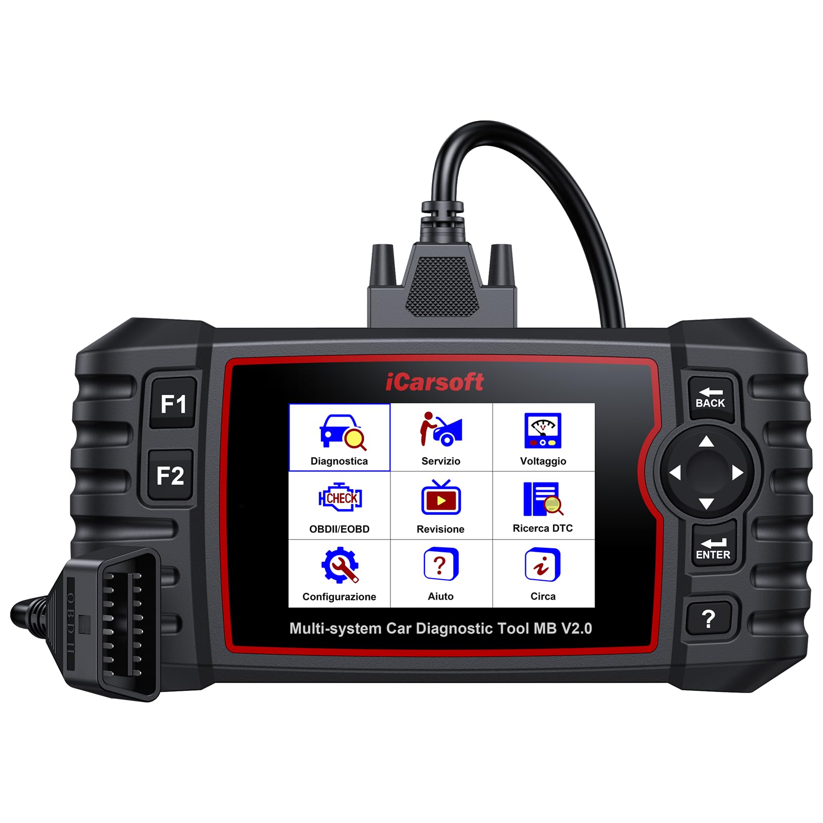 iCarsoft MB V2.0 OBD2 Auto Diagnostica per Ben.z/Sprinter/Smart, Diagnosi Auto in Italiano per Tutti i Sistemi, 9 Funzioni di Ripristino, Olio/EPB/BMS/ETC/SAS/INJ/TPMS/DP-F/ABS, Aggiornamento a Vita