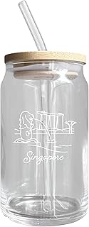 Singapore Minimalistic Design Souvenir 12 oz Engraved Beer Can Glass