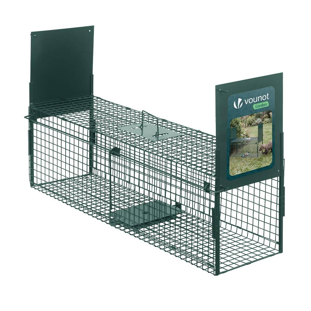 vounot® Piège à Animaux Vivants 100x29x40cm Cage de Capture sans Cruauté avec Poignée Trappe Réutilisable pour Rats Fouines Lapins Renard Usage...