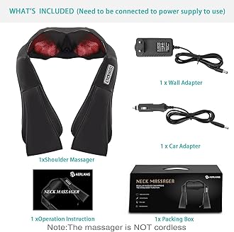 AERLANG Shiatsu Back and Neck Massager, Back Massager Deep Tissue Kneading Neck and Shoulder Massage with Heat, Electric Massage Pillow Fathers Day Gift Ideas from Daughter Son(NOT Cordless)