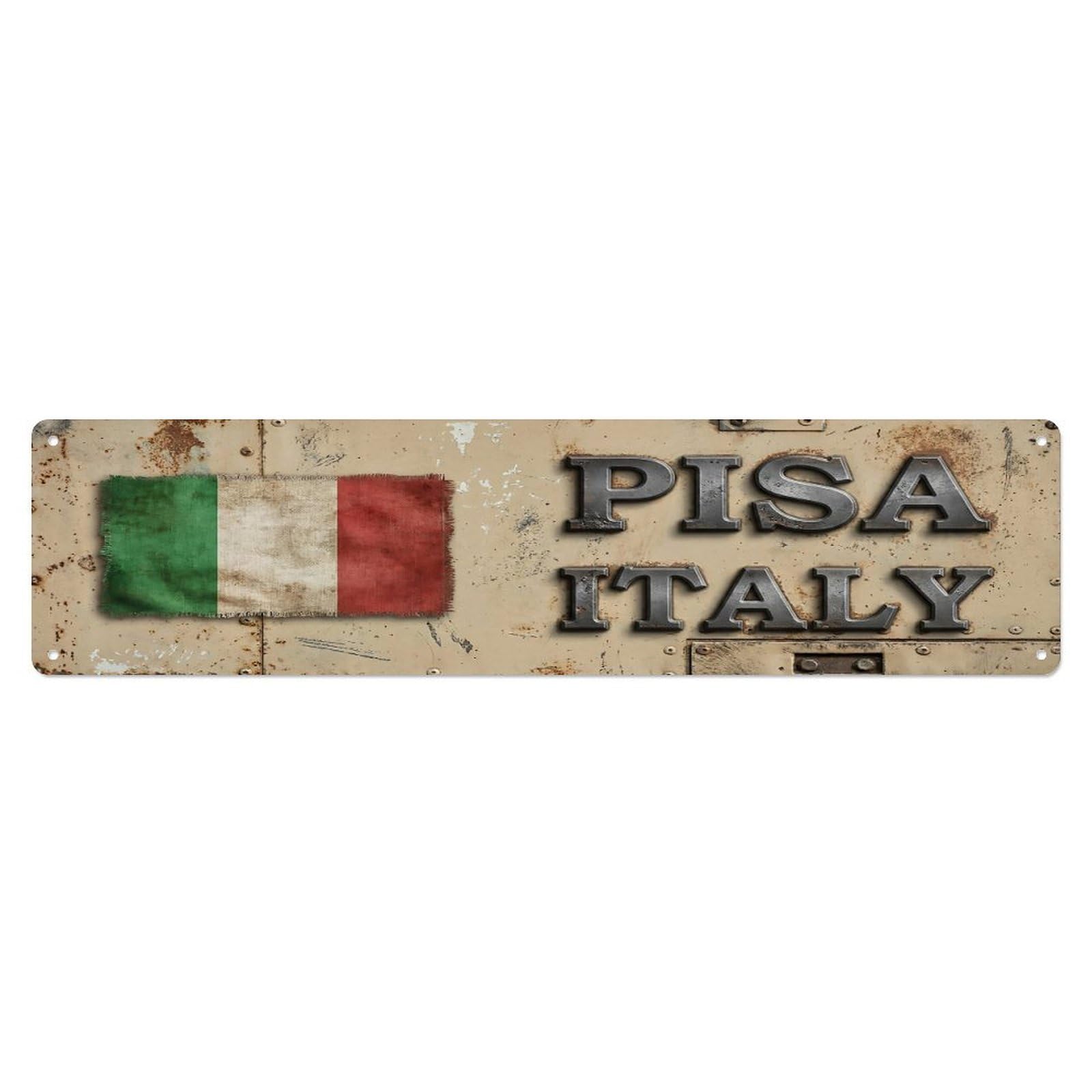 Vintage Pisa Italy Flag Decor Rustic Travel Metal Tin Sign