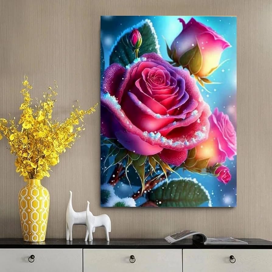 Amazon | COKYIS 5D ダイヤモンドアートバラの花ダイヤモンド画全面