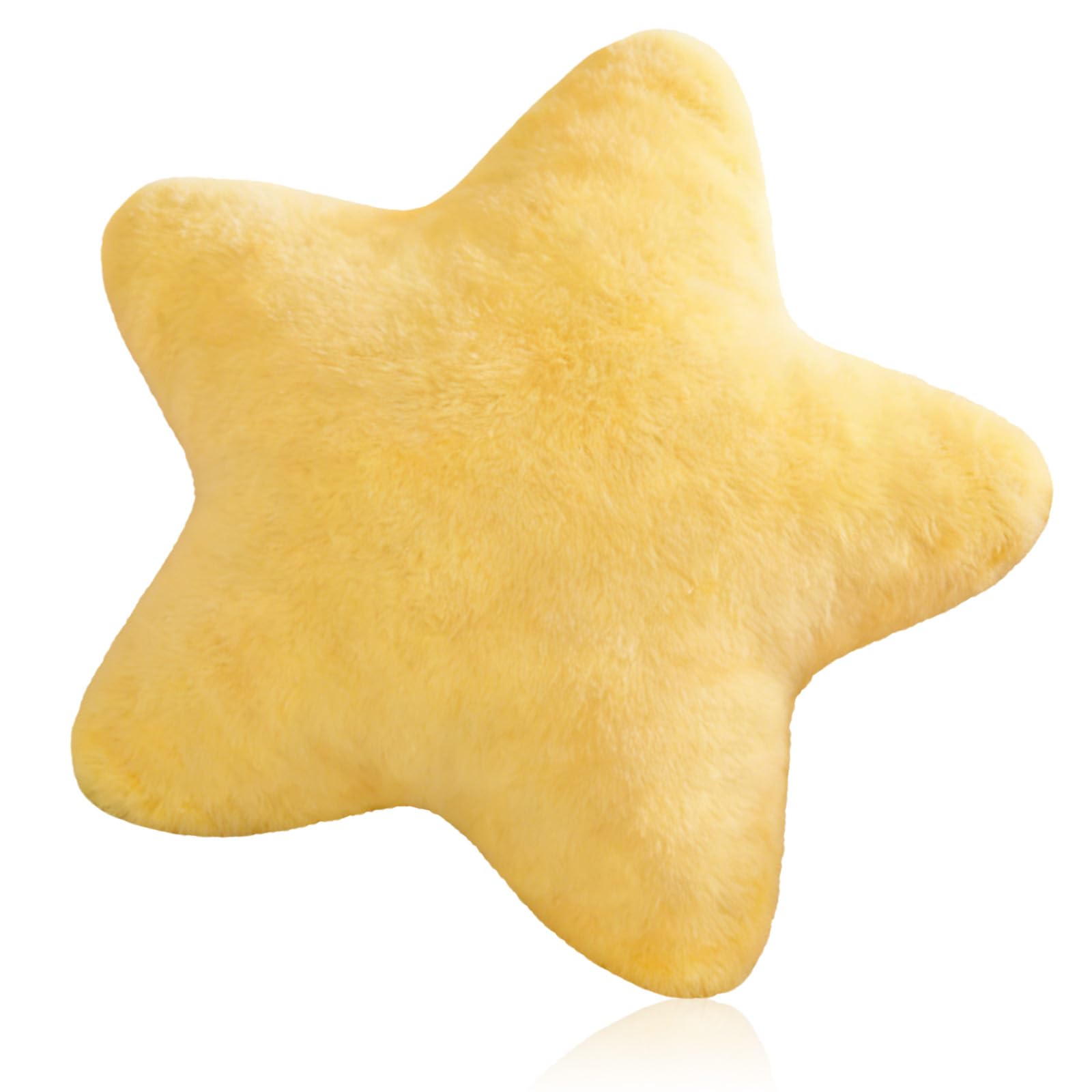 Sayudar Kissen Stern Plüschkissen - Kuschelkissen Kinder Sternkissen Weiche Flauschige Sternenkissen Kissen Zierkissen Sternform Dekokissen Sofakissen Kinderzimmer für Mädchen & Jungen Gelb, 30x30cm
