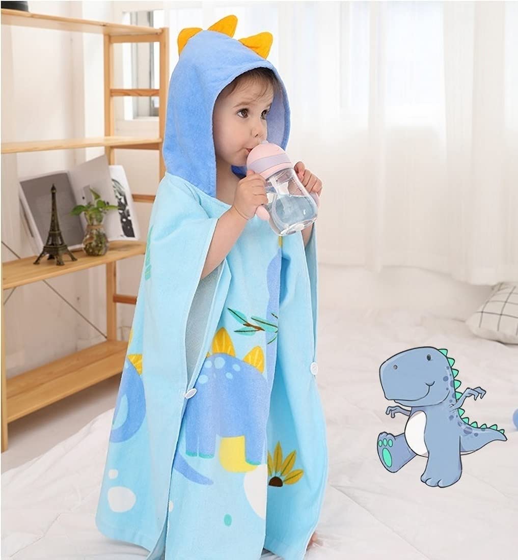 Asciugamano Poncho con Cappuccio per Bambini Telo mare da Bagno con Cappuccio Accappatoio in Morbido Cotone Assorbente per Ragazzi e Ragazze