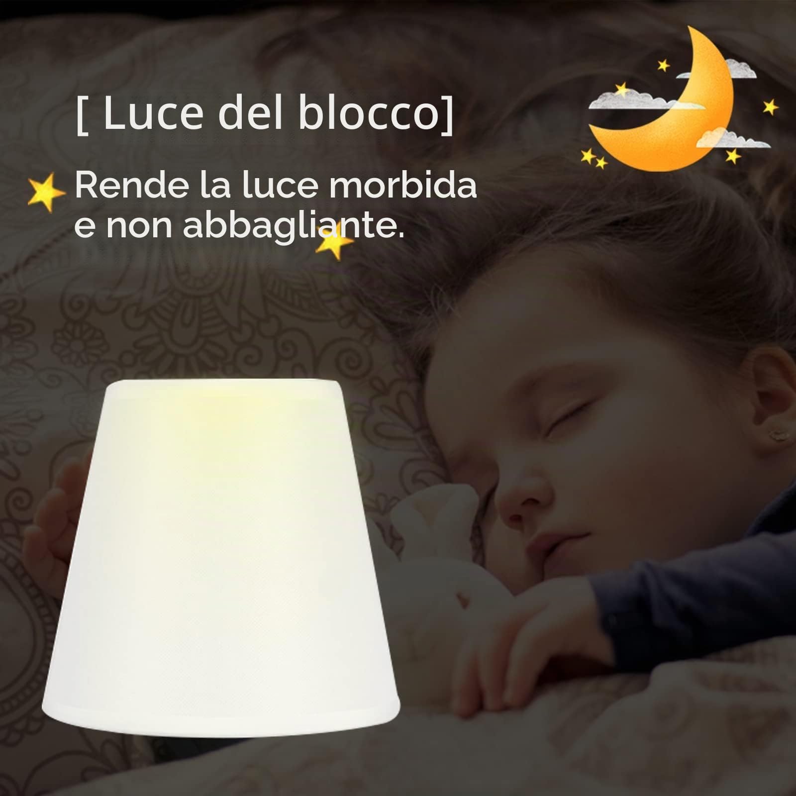 HERCHR set di 6 paralumi a clip per lampade e lampadari classico, Ricambio paralume in tessuto, Piccolo Paralumi realizzato a mano, Paralume Moderno bianco per Lampadario, 3,5 X 5,2 X 5,5 Pollici
