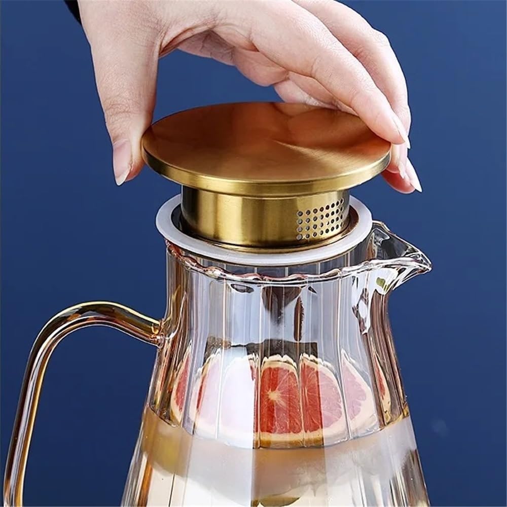 Jarra de Agua Hervidor de Agua Vidrio Gran Capacidad for el hogar, Jarra Creativa for fría, Jugo, Leche, café, Tetera, 1,5 l o,8 | Medio
