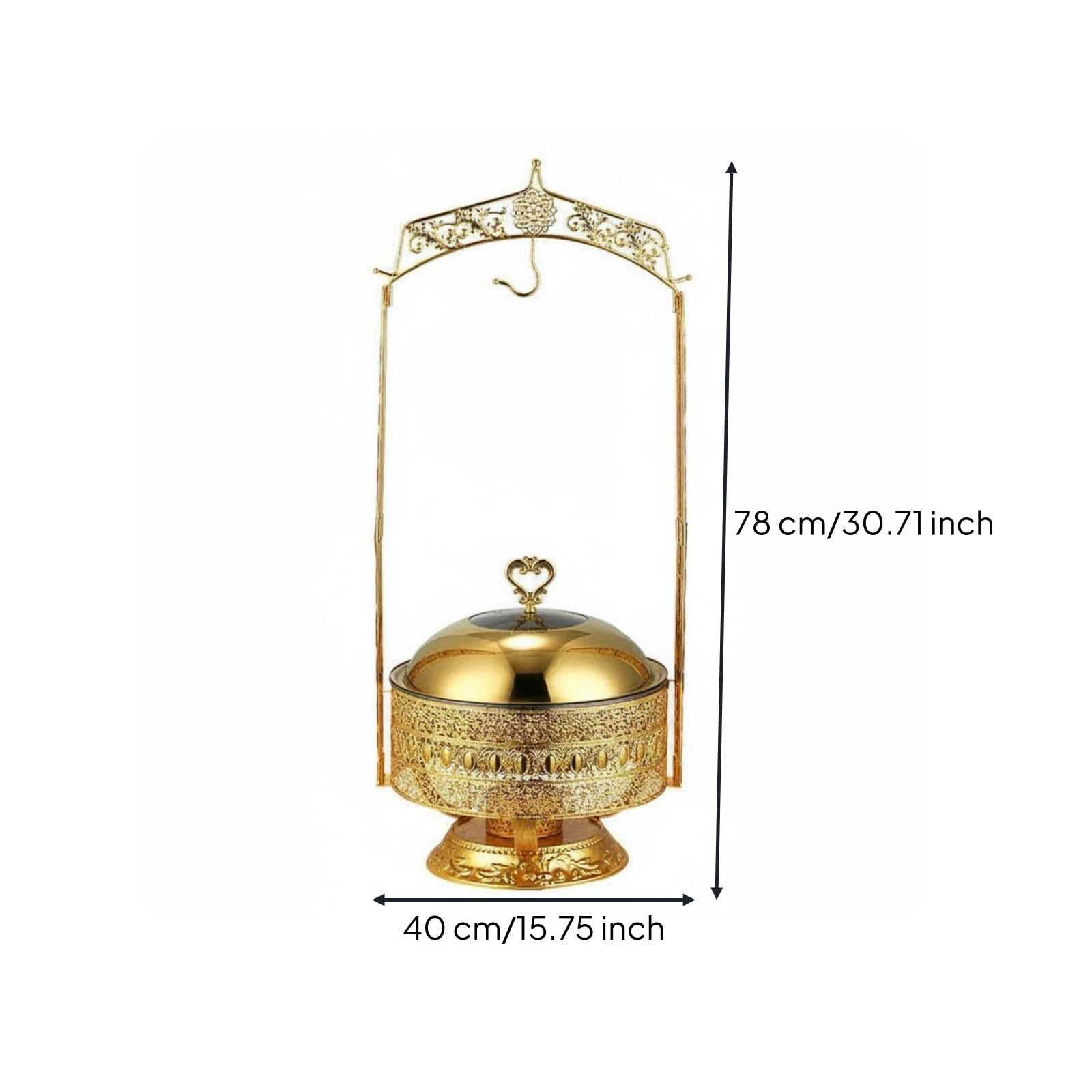 Chafing Dish Buffet Vassoio Servizio Scalda Buffet Scaldavivande in Acciaio Inossidabile Capacità 8L Adatto per Hotel Sale Ricevimenti Catering, 8L, Coperchio Combinato In Vetro Piccolo