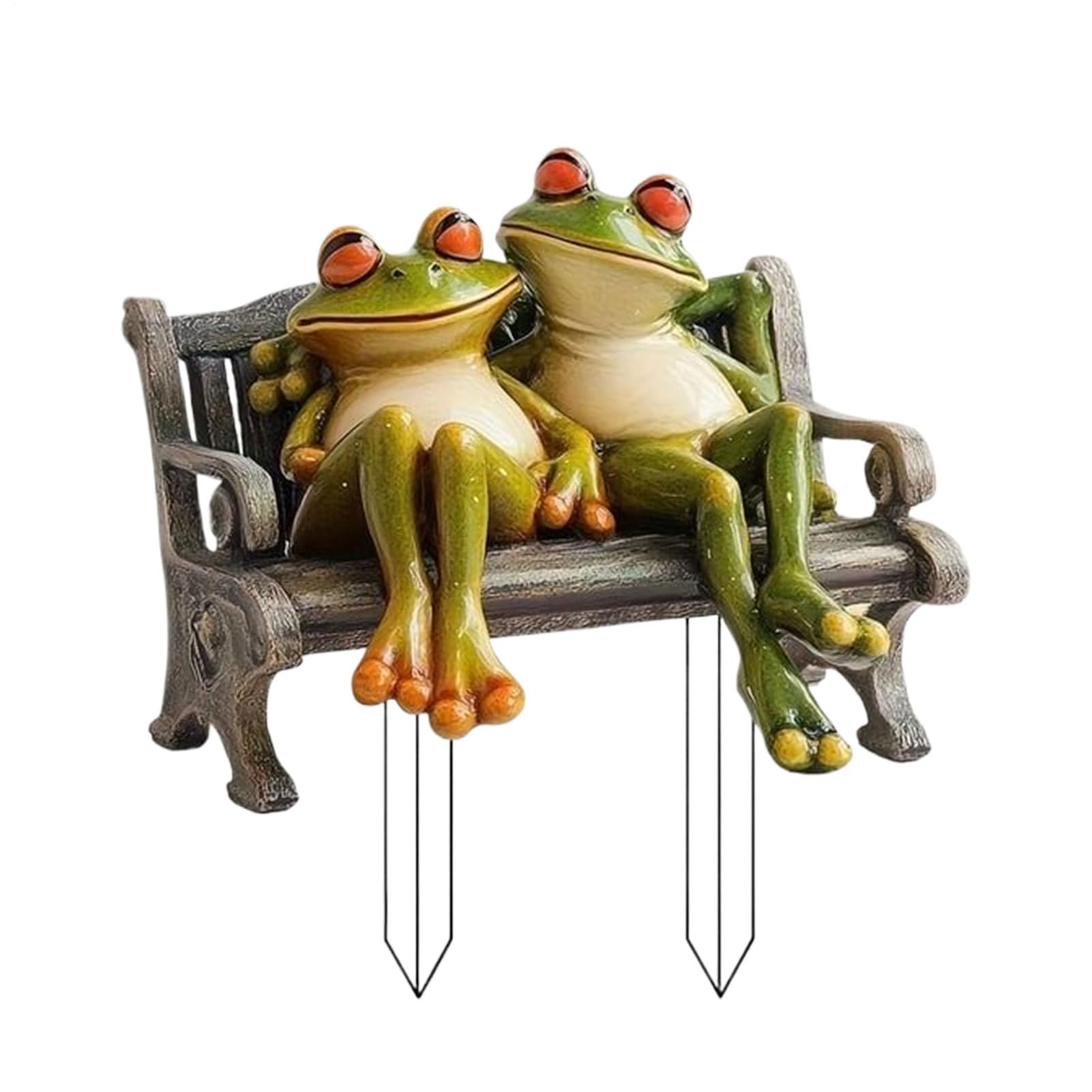 Diuyzoc Whimsical Frog Sculpture, Outdoor Bench Decoration, Acrylic Frog Art, Fade-Resistant Material, Flat Cut-Out Style, 20x20cm, For Patio Bookshelf Yard Décor