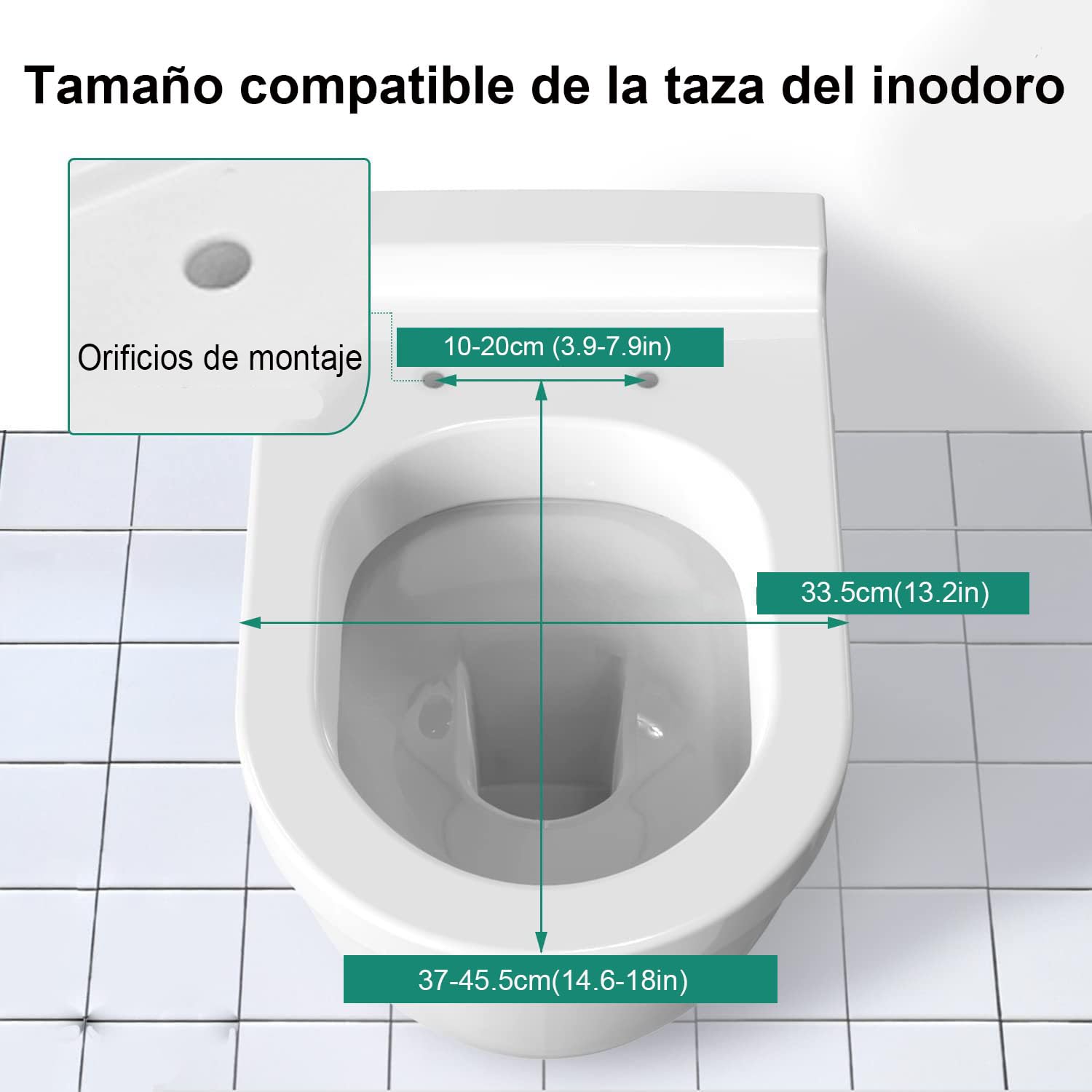 Tapa WC de Cierre Suave, Asiento Inodoro Forma D Blanco, 42x33.5cm