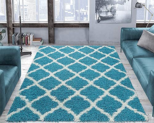 Image of Soft Modern Shag Area Rugs Fluffy Living Room Carpet Comfy Bedroom Home Decorate Floor Kids Playing Mat Size 5x7 Feet Color Multi J