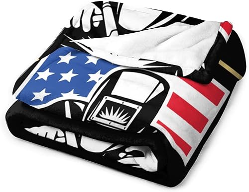Miniatura 3 de Manta grande de franela suave y acogedora con bandera de soldador estadounidense de soldadura, manta cálida y duradera