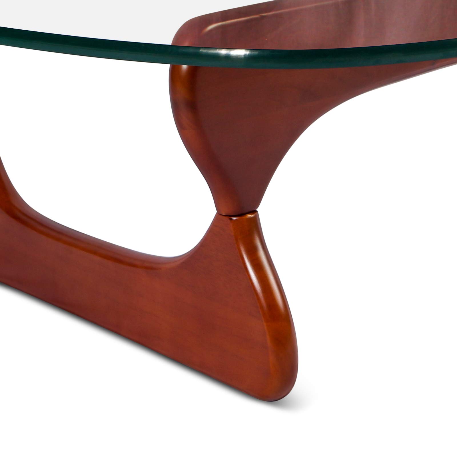 Rimdoc Triangle Glass Coffee Table,Vintage Glass and Wood Table, Solid