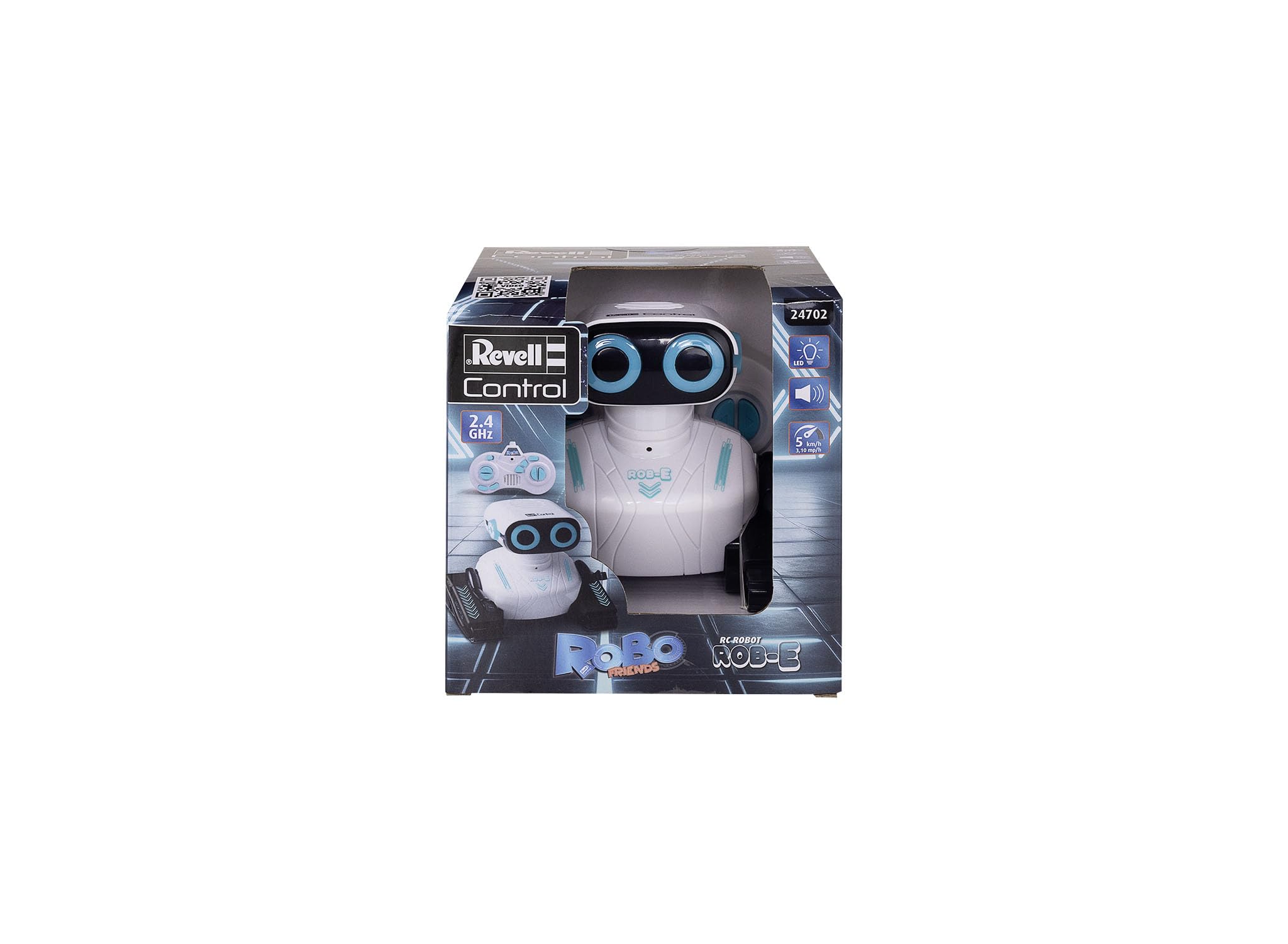 Revell Control 24702 Robot RC Rob-E Fonctions programmables I Lumières LED et Sons I avec contrôle Infrarouge précis I 37 cm de Long