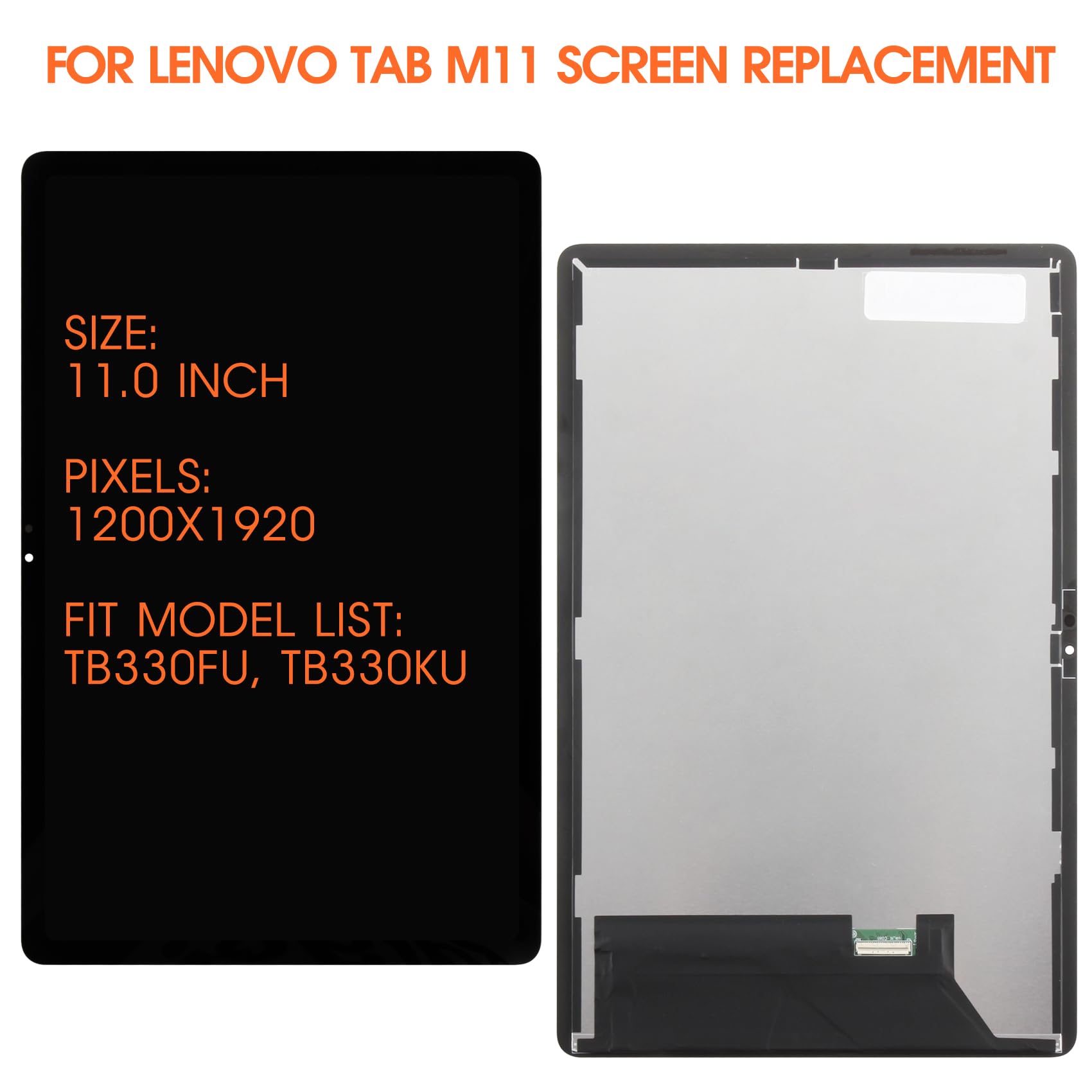 Pantalla LCD para Lenovo Tab M11 LCD para Lenovo Tab M11 TB330FU de 11 pulgadas, repuesto de pantalla táctil con kit de reparación, color negro sin marco