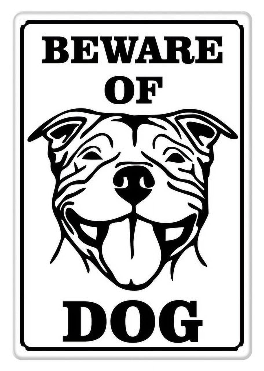 peiyeety Beware of Dog Aluminum Tin Sign for Home Kitchen Wall Decor 12X8Inch