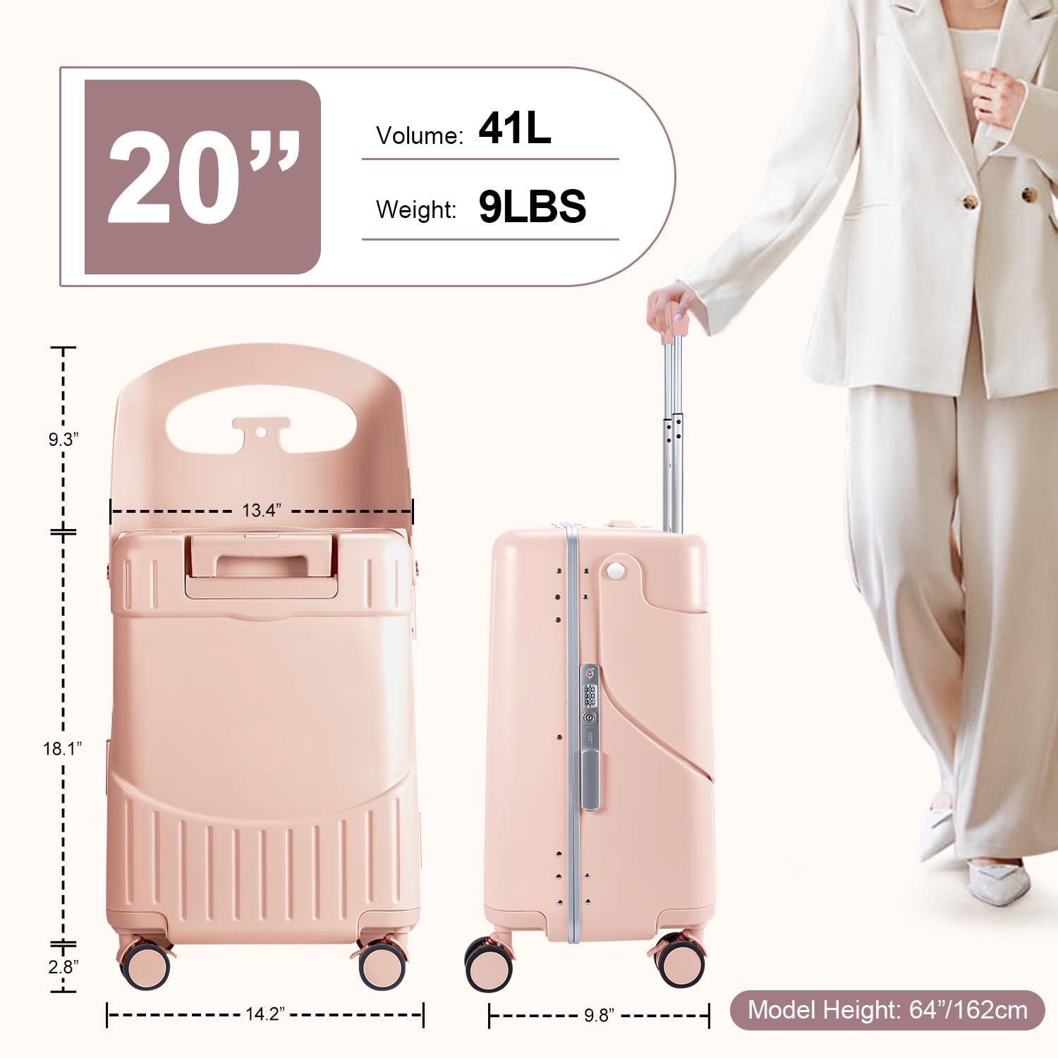 MRPLUM Ride On Bagagli con Sedile,pink