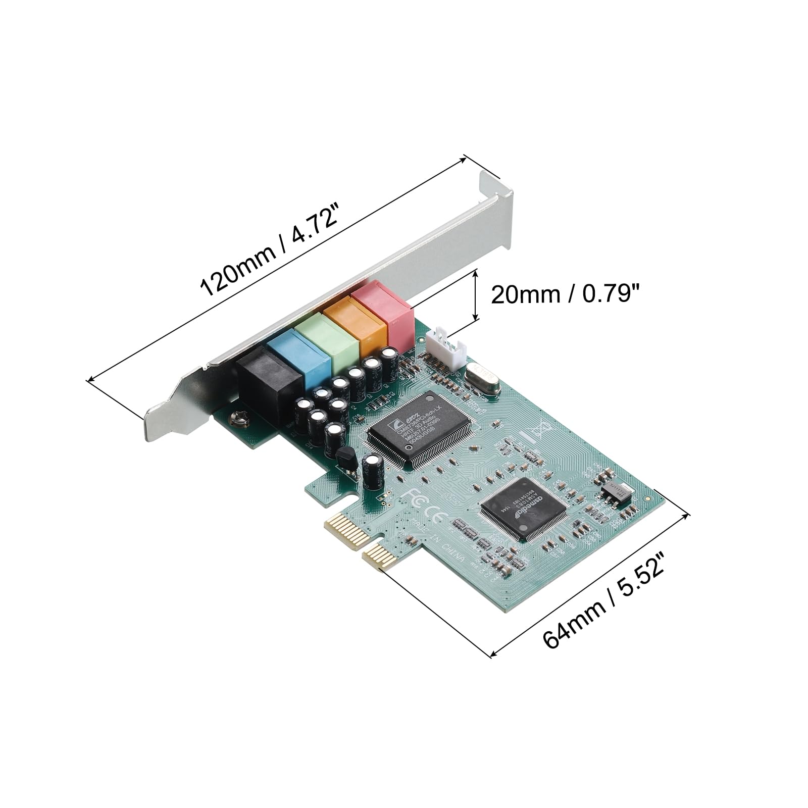 sourcing map Carte son PCIe, carte audio stéréo interne 5.1 24 bits avec boîtier d'ordinateur CD, carte adaptateur PCIe intégrée pour ordinateur de bureau, PC, ordinateur