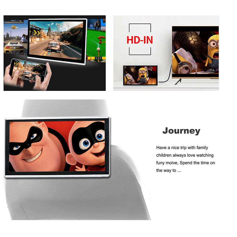 Lettore Dvd Per Poggiatesta Per Auto Da 12'', Schermo Capacitivo Tattile Ultrasottile 4K IPS Ultra Definition A 5 Punti, Con Funzione Mirror Link, Ingresso Hdmi/Fm/AV-In/Usb,Wi-Fi Integrato,2 Pezzi