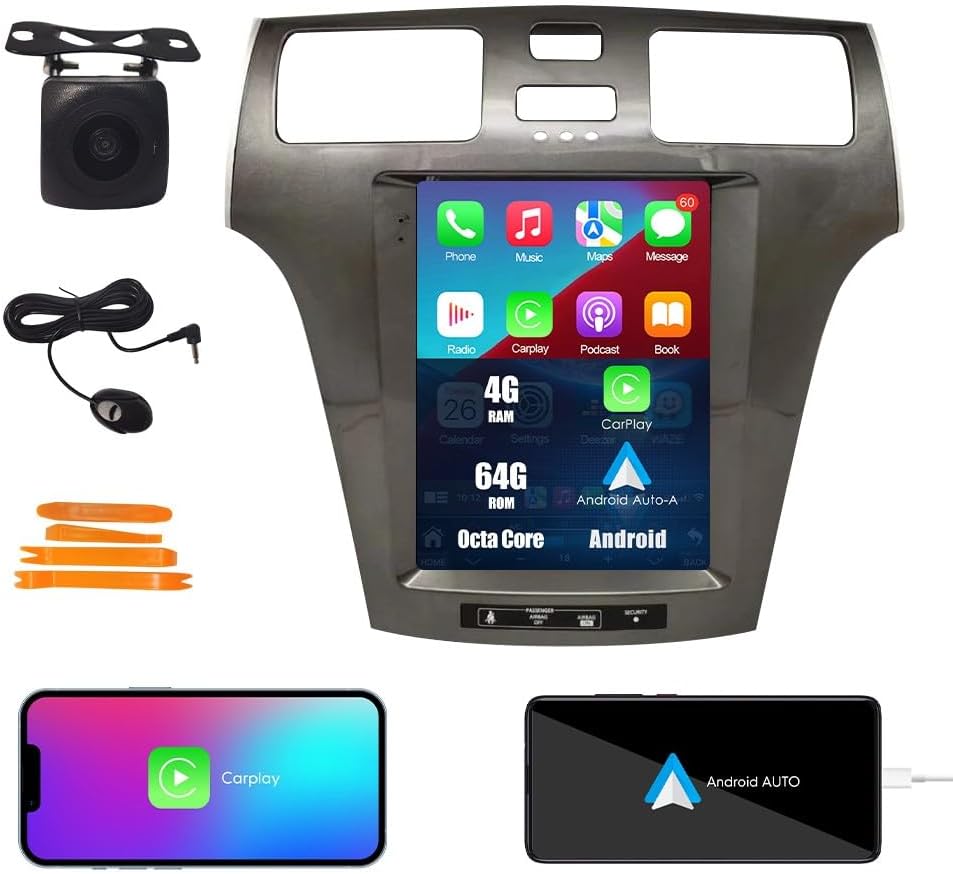 Tesla Style Car CarPlay Android Auto Navigation Stereo GPS Radio Camera 9.7" IPS Touchscreen Headunit Tablet Pad Media Player For Lexus ES 250 300 350 2001-2006, if Applicable Octa Core 4G+64G