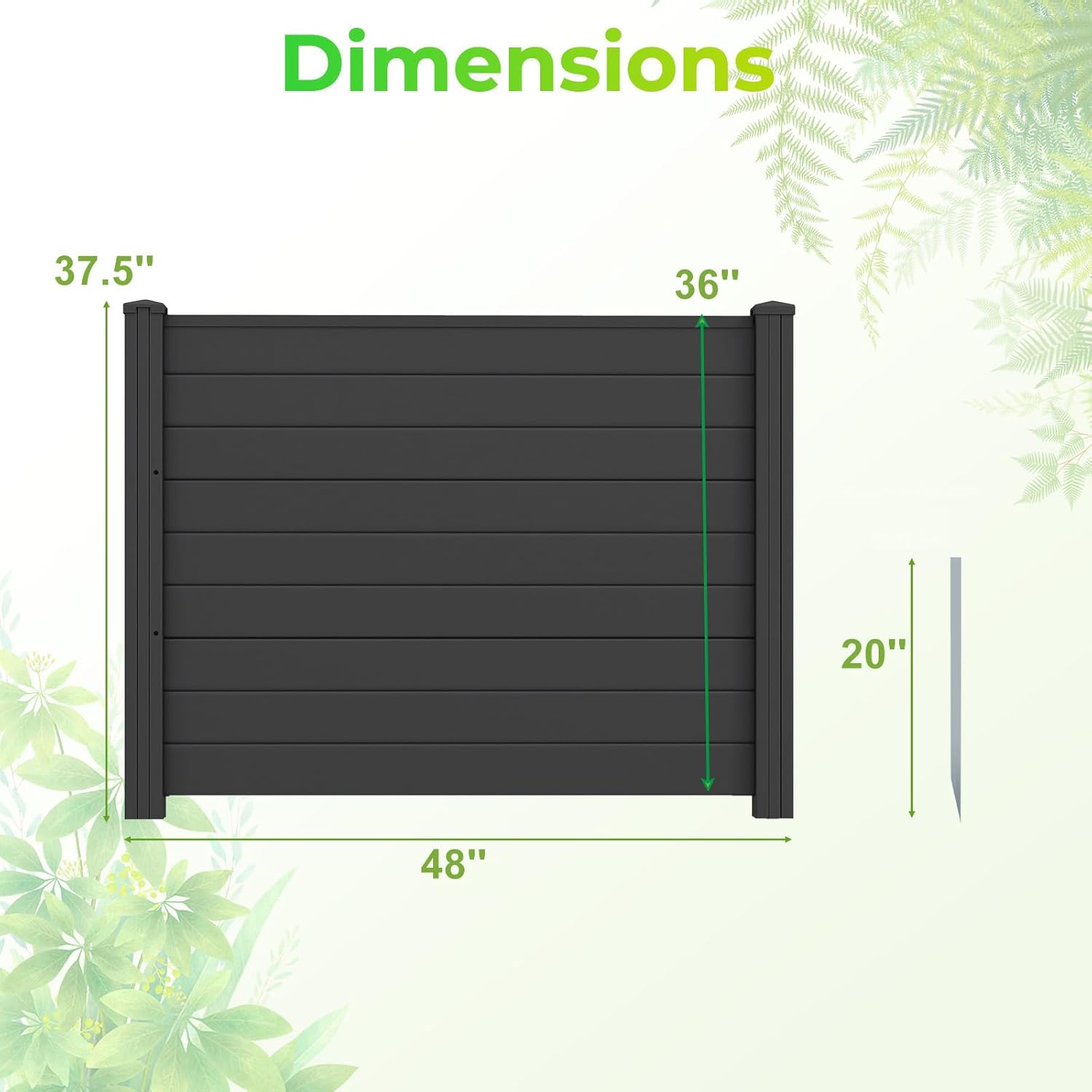 Giantex No-Dig Air Conditioner Fence, 3-Panel Outdoor Privacy Screen with Metal Stakes, Weather-Resistant AC Unit & Trash Bin Enclosure, HOA-Friendly Decorative Garden Fences, 48''W x 36''H, Black