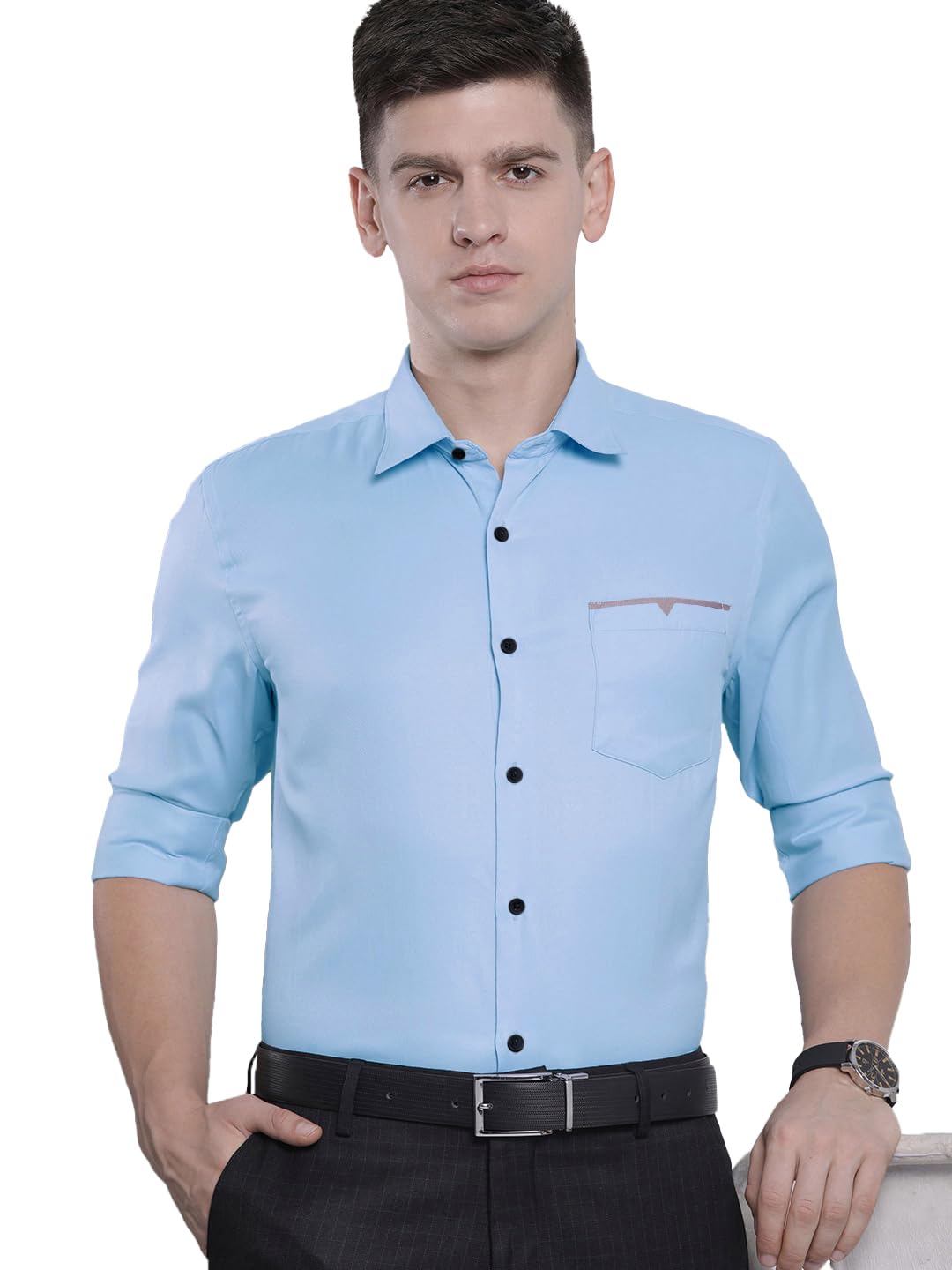 CB-COLEBROOK Camicia da uomo tinta unita a maniche lunghe resistente alle pieghe regular fit cotone chic tinta unita camicie formali per gli uomini