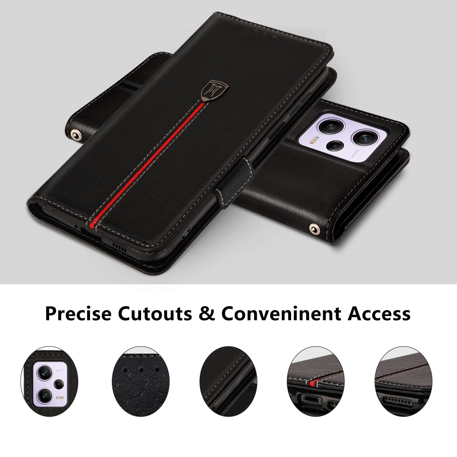 WOBURN Custodia In Pelle PU Per Xiaomi Poco X5 Pro 5G | Cover A Libro Con Portafoglio E Funzione Stand, Magnetica, Marrone