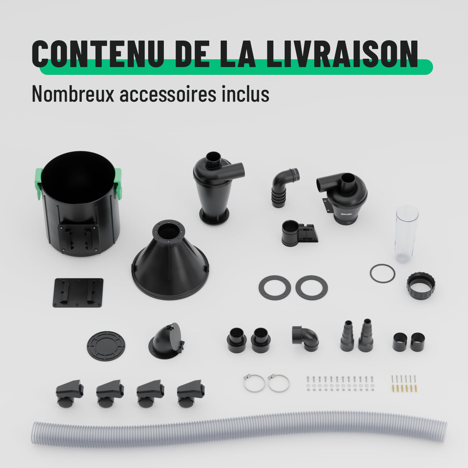 greate Cyclone aspirateur Bois 2 étages avec réservoir 17 litres - Aspiration cyclonique Atelier Mobile ou Fixe - Séparateur poussière kit cyclonique - Dust Commander - aspirateur Cyclone copeaux