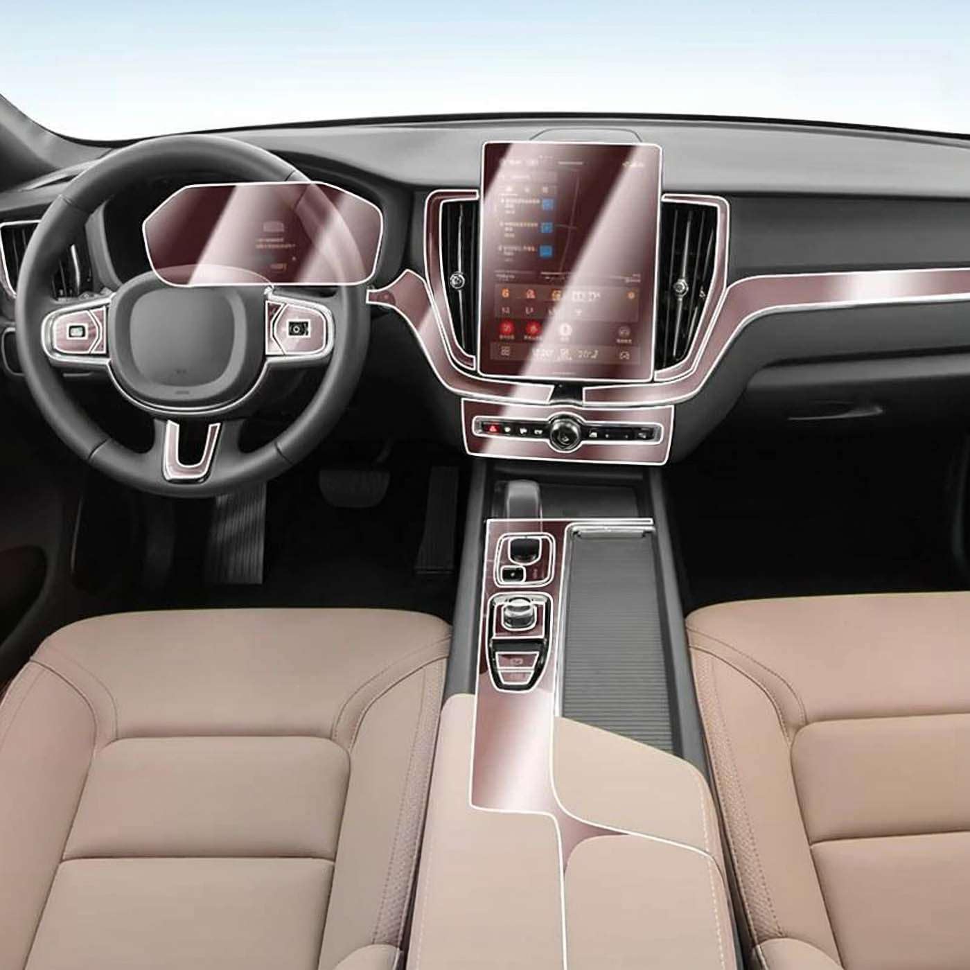 Car Interior Center Console Instrument Dashboard Protective, for Volvo XC60 2025 Film Anti-Scratch Sticker Accessories