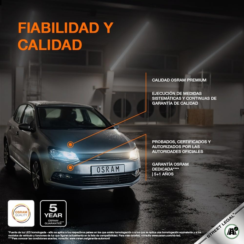 OSRAM NIGHT BREAKER LED SPEED H7 450, LED de luz de carretera y de cruce homologado para calle, hasta un 450% más de brillo, 6000K, sin necesidad de accesorios mecánicos, LEDEC02 integrado