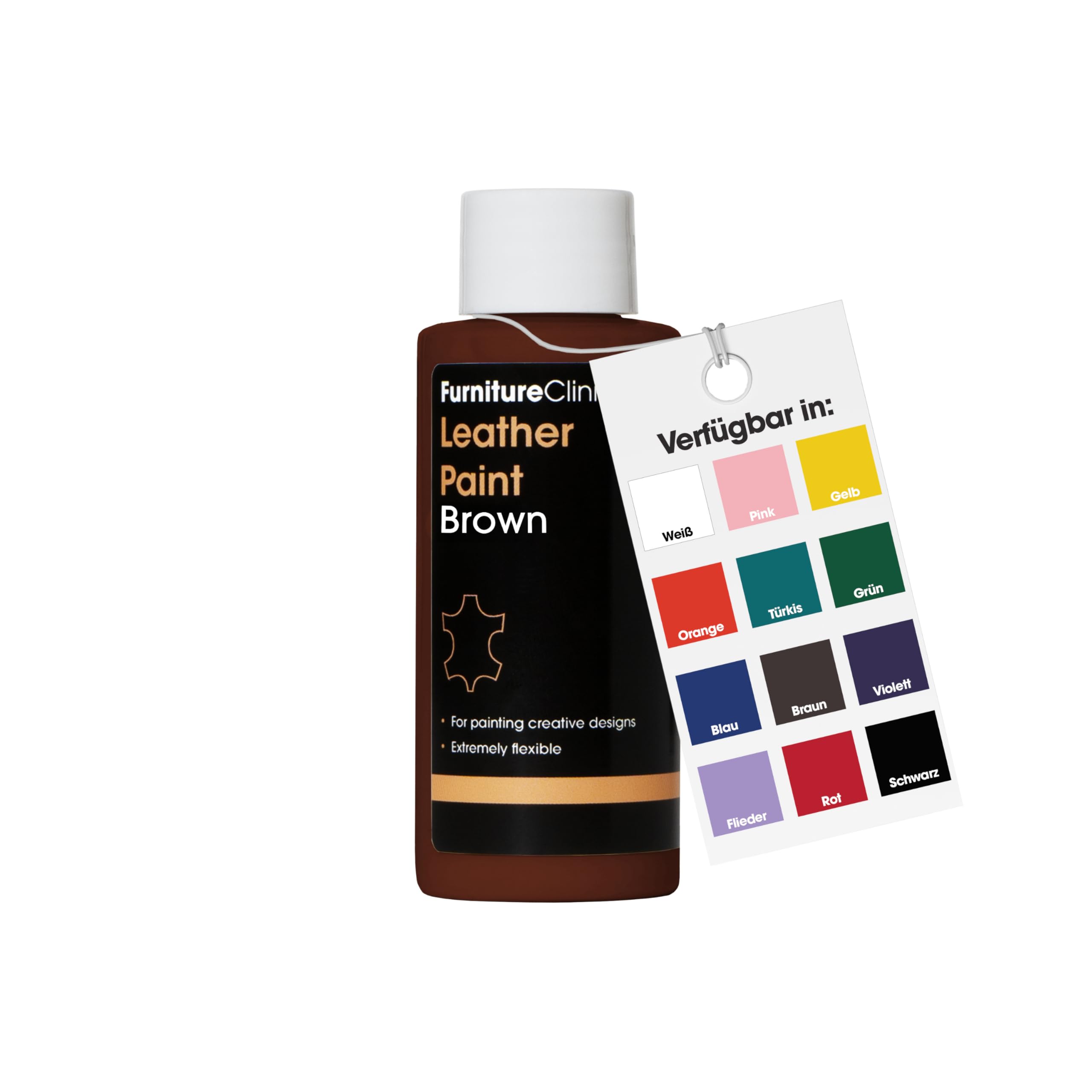 Furniture Clinic Lederfarbe - zum Malen aller Leder: Schuhe, Handtaschen, Kleidung usw. Flexibel und langlebig (Braun, 50 ml)