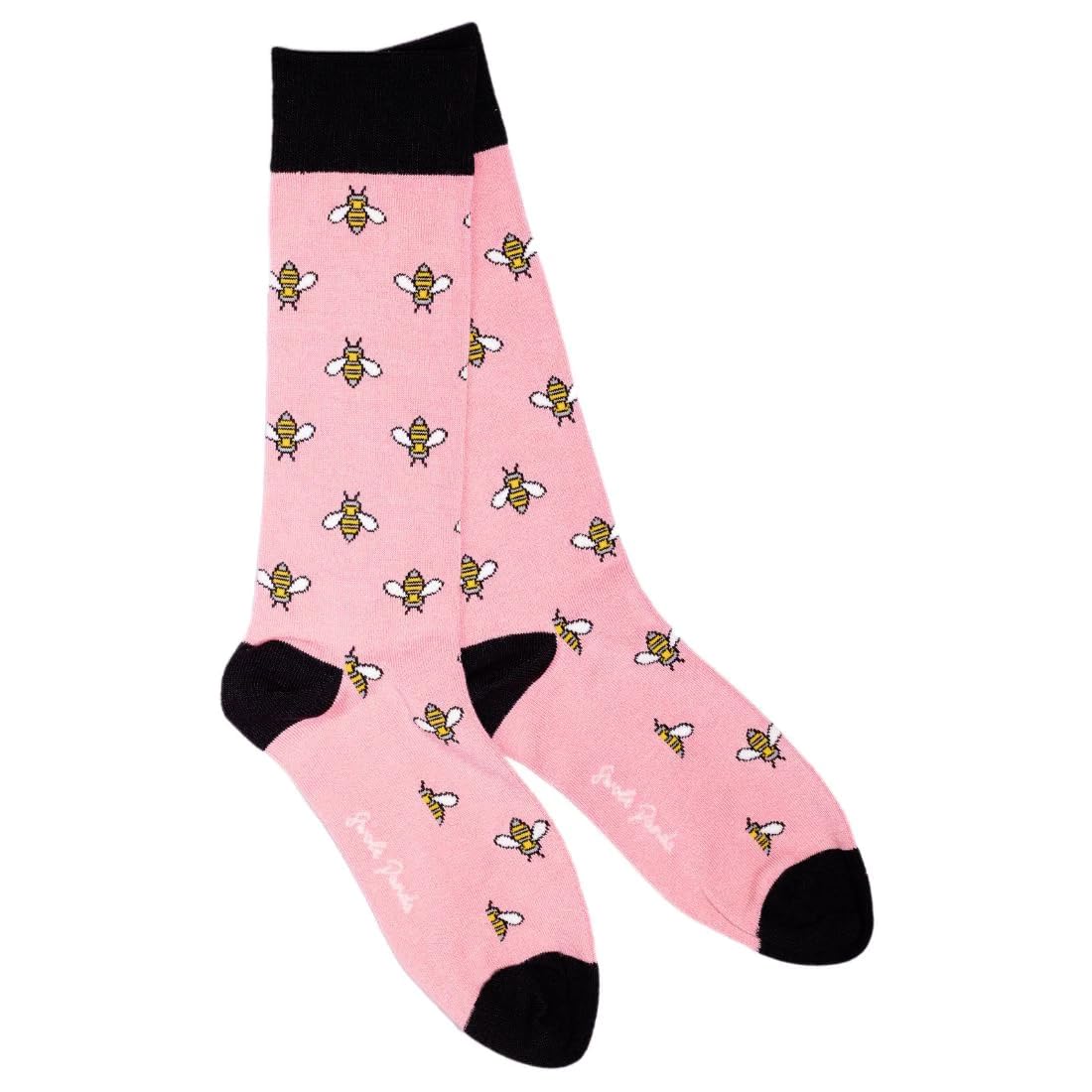 Swole Panda Men's Yellow White Black Navy Bamboo Socks Uk7-11 - Bumble Bee Pink Socks