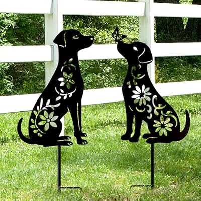 dreamskip Dog Metal Decorative Garden Stakes, Dachshund Unique Gifts for Dog Lovers, Garden Decor for Outside, Yard Art, Patio, Outdoor Decor, Garden Decorations, Lawn Ornaments (2 Pack)